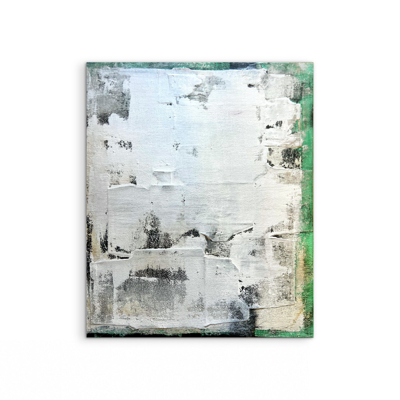 Green as Origin – Original Olive Green Minimalist Textured Painting | 18x15" Deep Profile