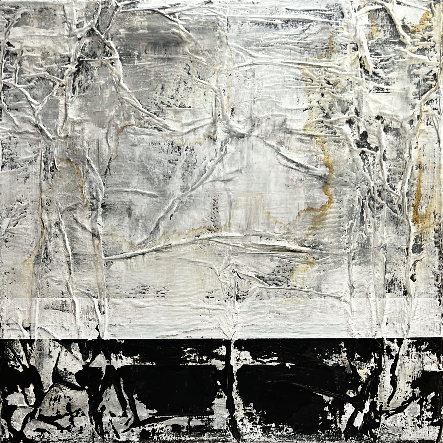 Quiet Matter – Original Paper Collage Heavy Textured Painting | 20x20"