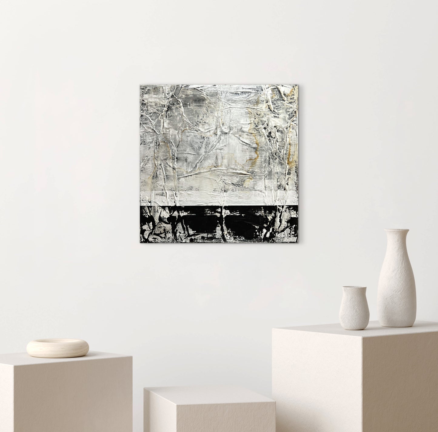 Quiet Matter – Original Paper Collage Heavy Textured Painting | 20x20"