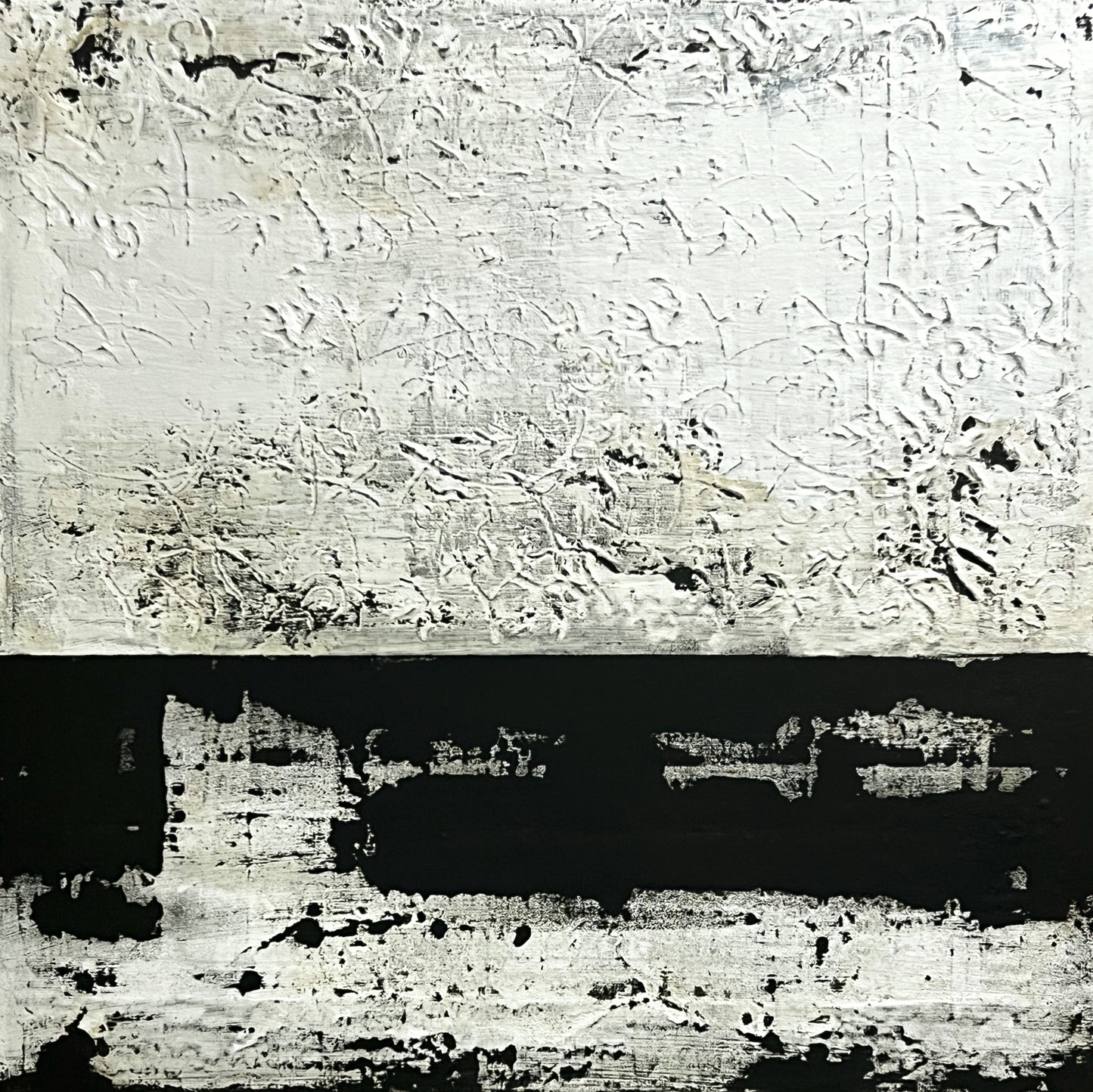 Erosion Protocol – Original Wabi-Sabi White Textured Painting | 20x20"