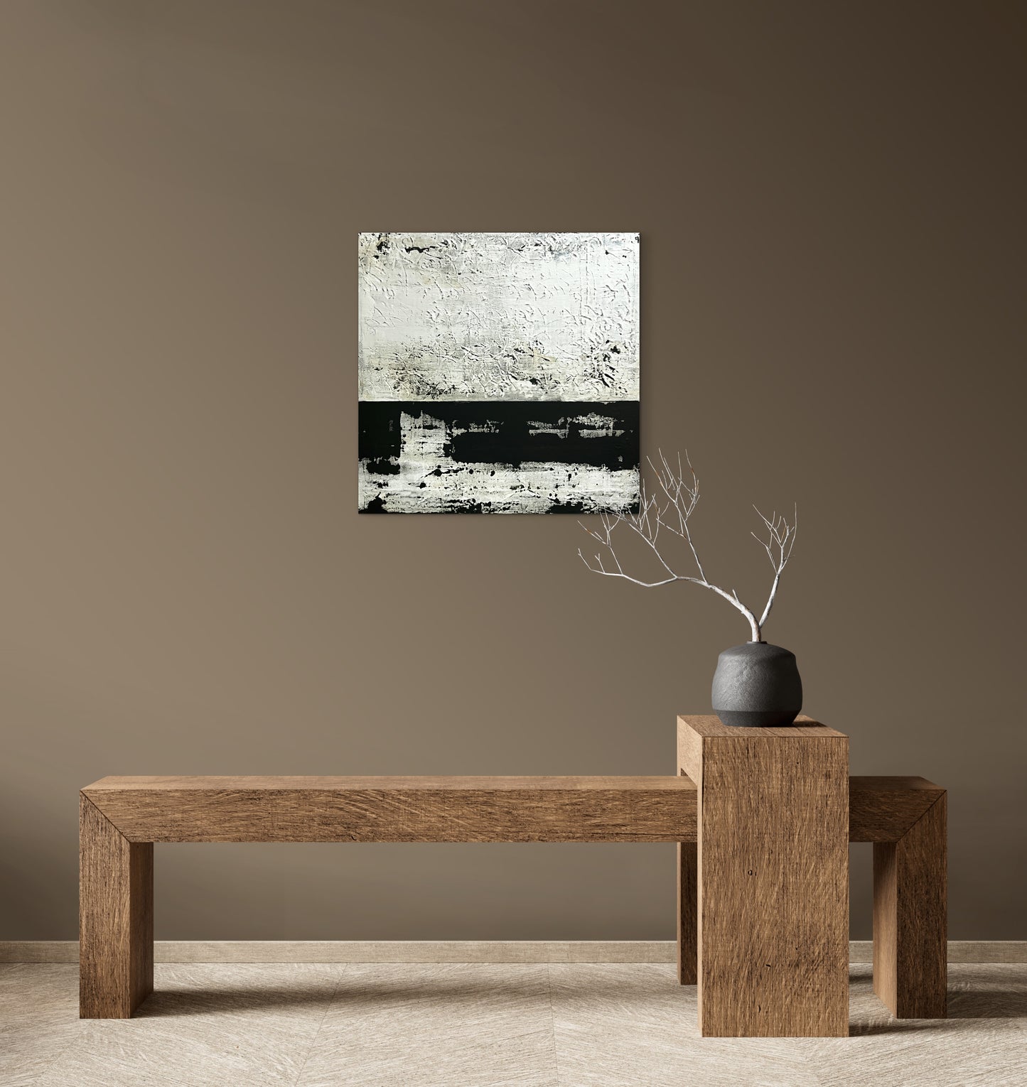 Erosion Protocol – Original Wabi-Sabi White Textured Painting | 20x20"