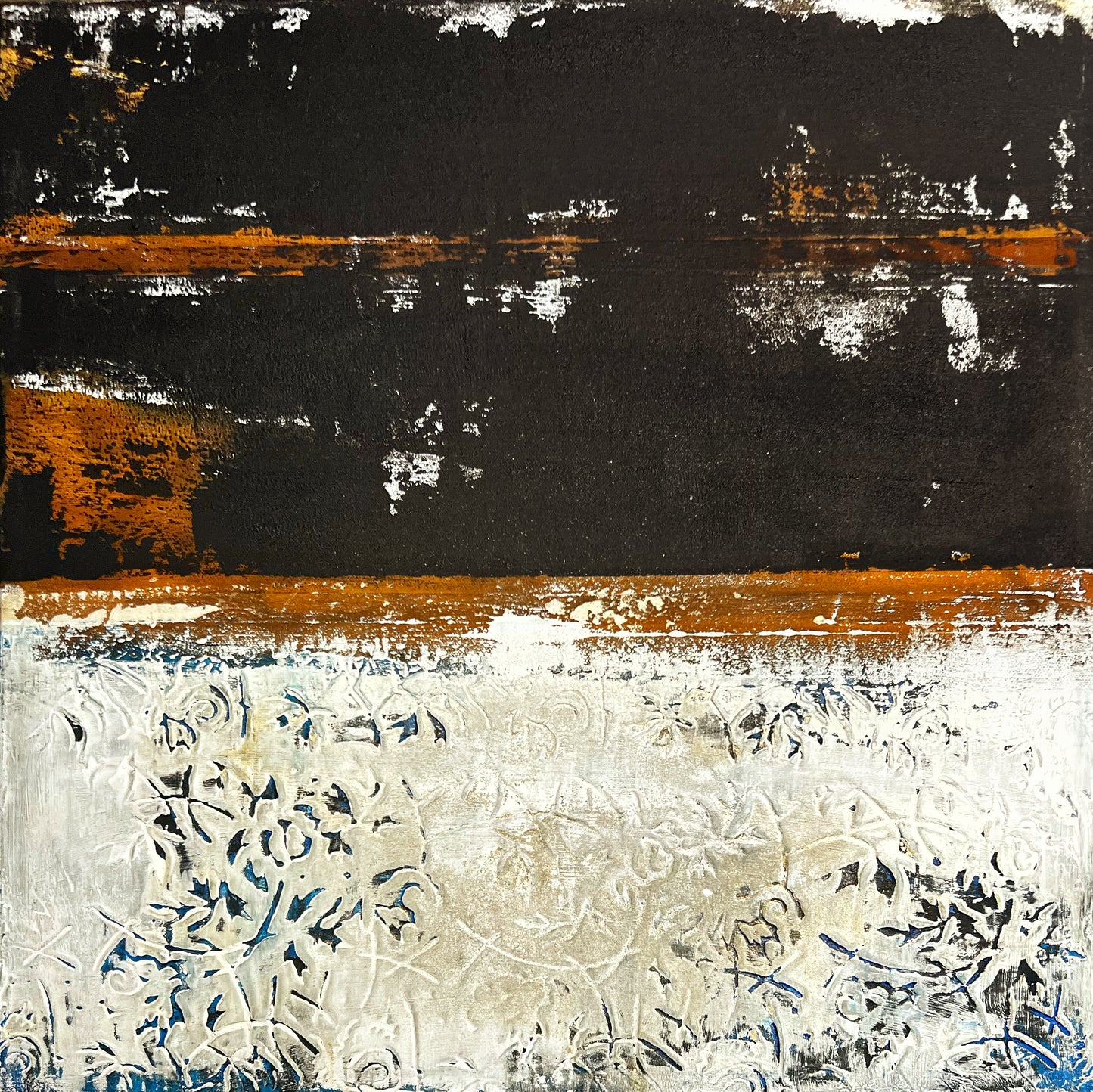 Intervals of Rust – Original Industrial Rust Heavy Textured Painting | 20x20"