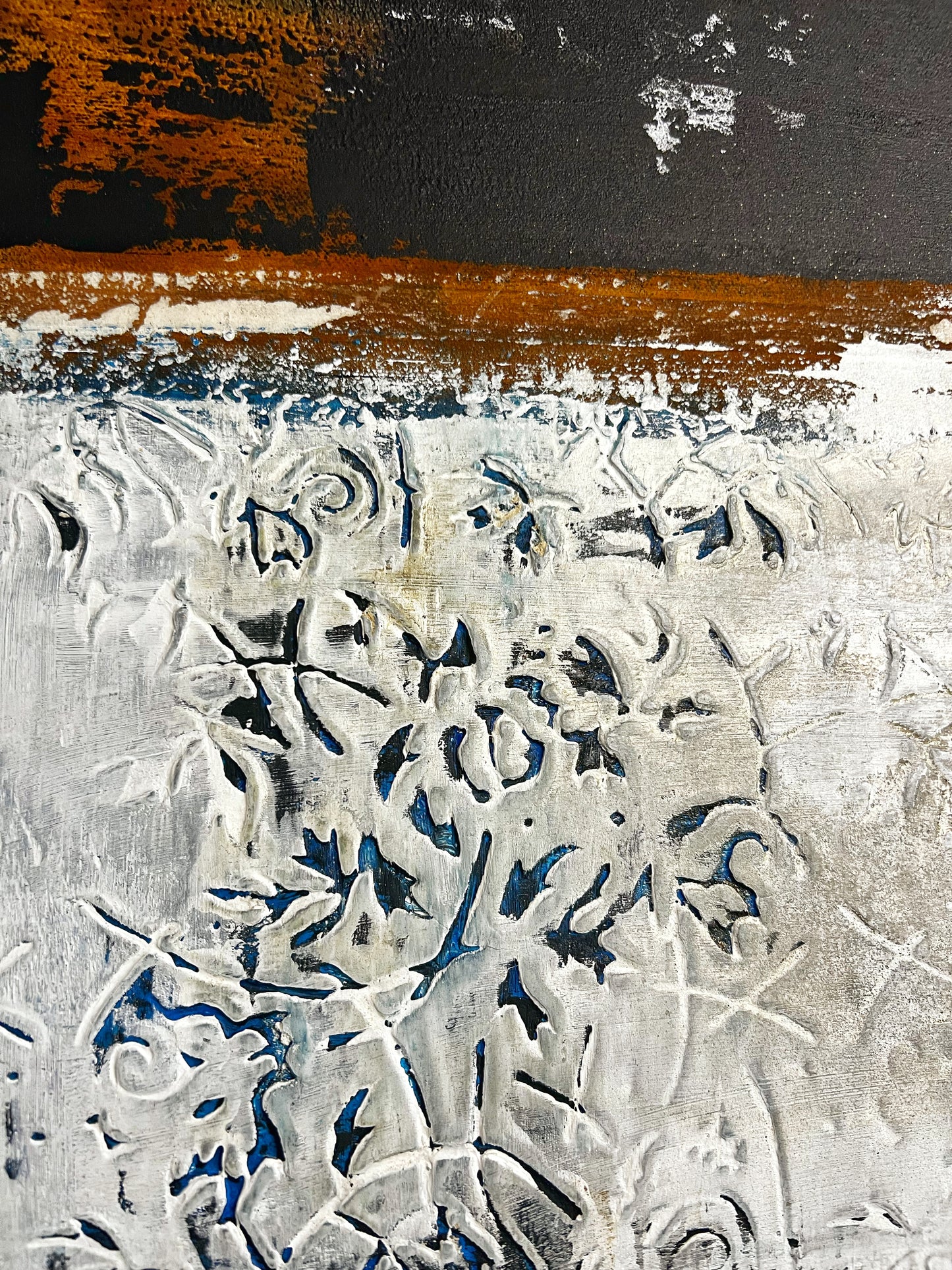 Intervals of Rust – Original Industrial Rust Heavy Textured Painting | 20x20"
