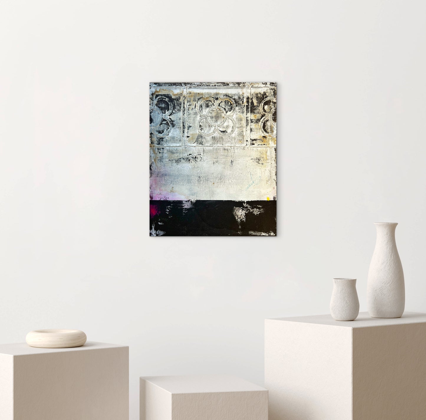 Eixample – Original Barcelona Geometric Architectural Painting | 18x15" Deep Profile
