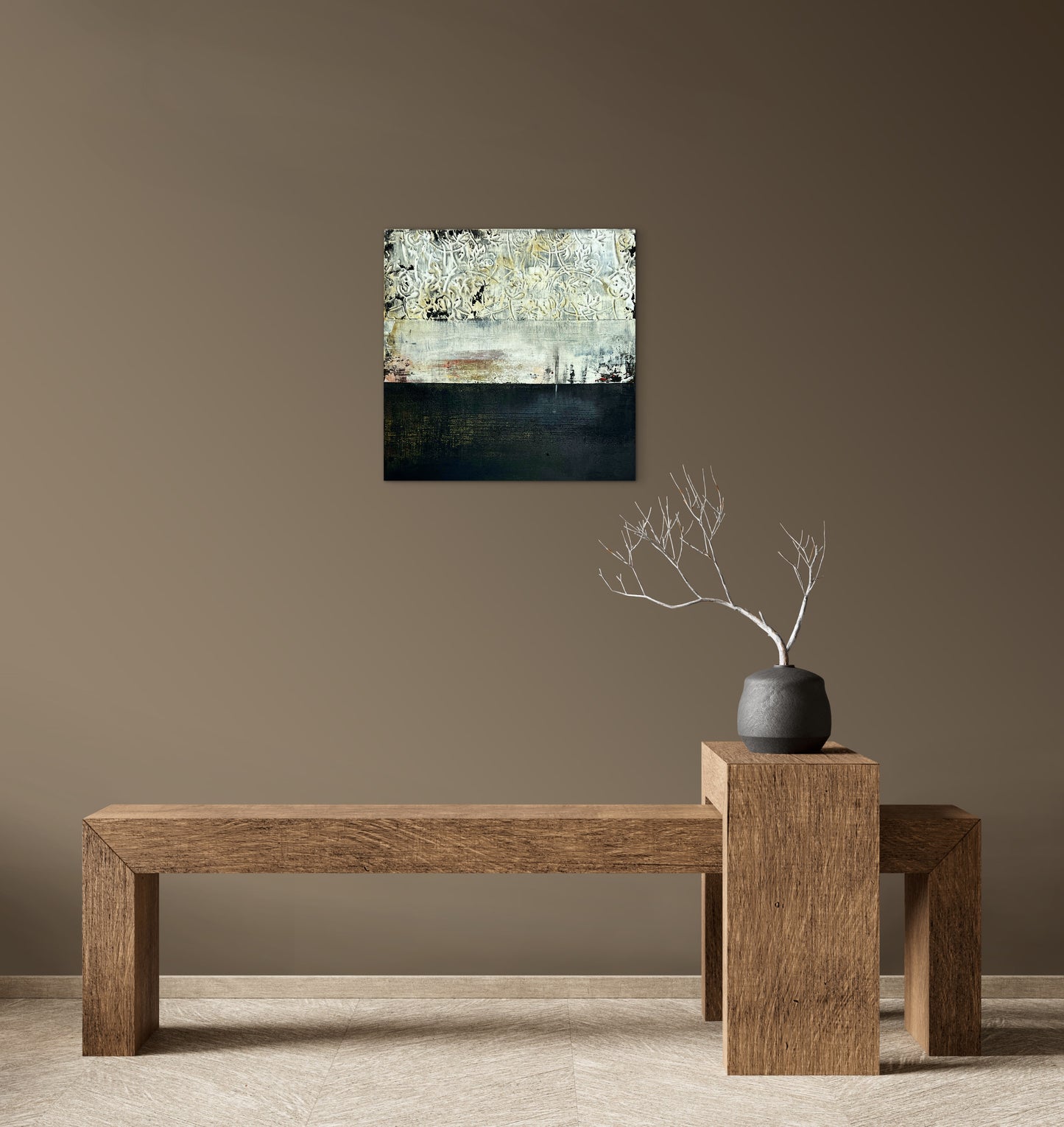 Strata of Silence – Original Wabi-Sabi Layers Textured Painting | 16x16"