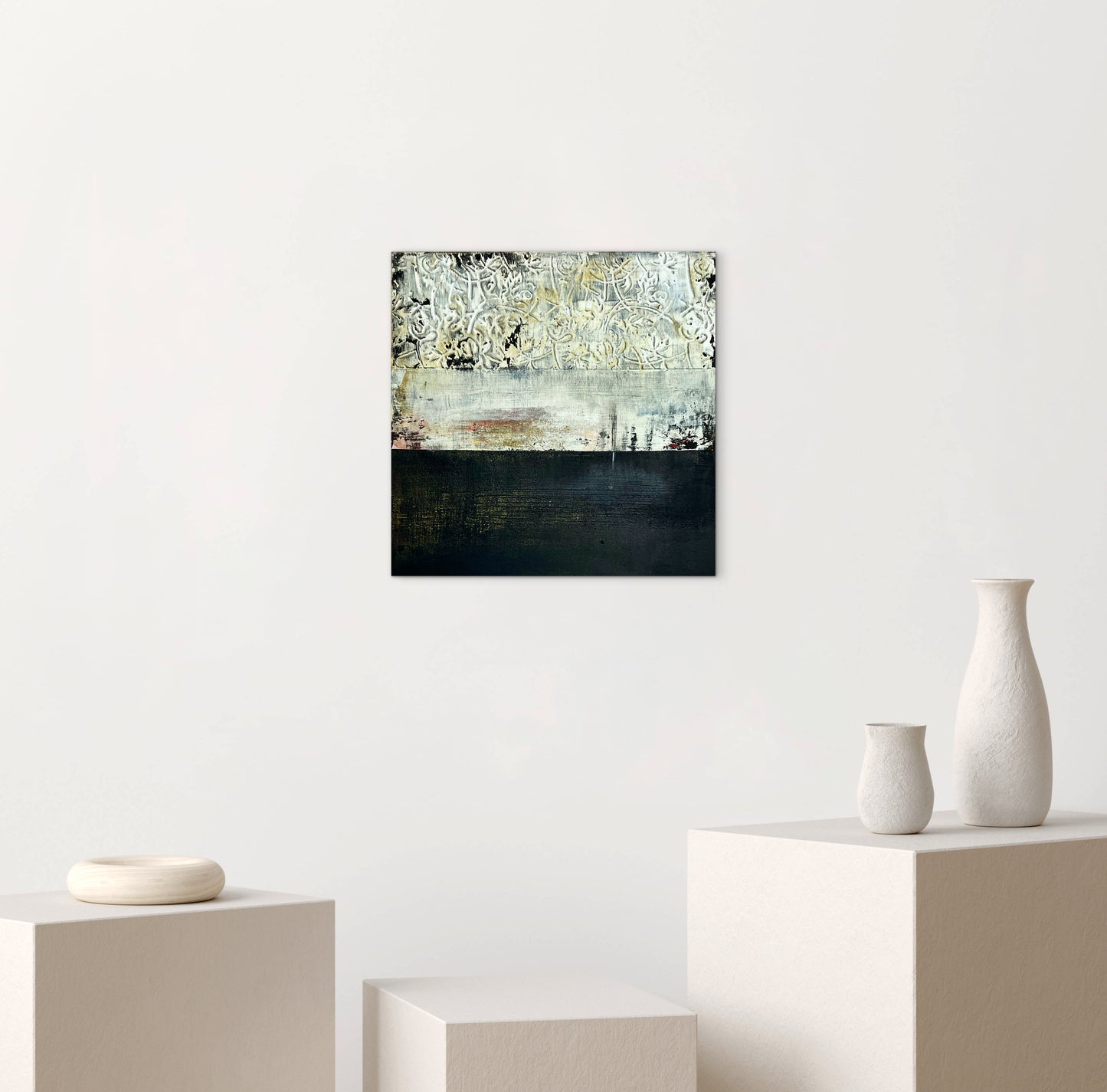 Strata of Silence – Original Wabi-Sabi Layers Textured Painting | 16x16"
