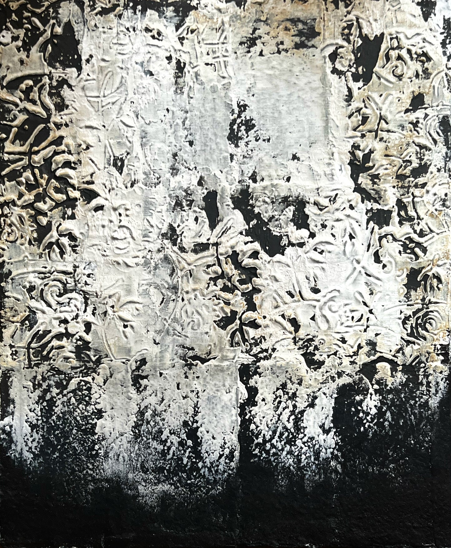 Somni d'Estuc – Original Architectural Stucco Textured Painting | 18x15" Deep Profile