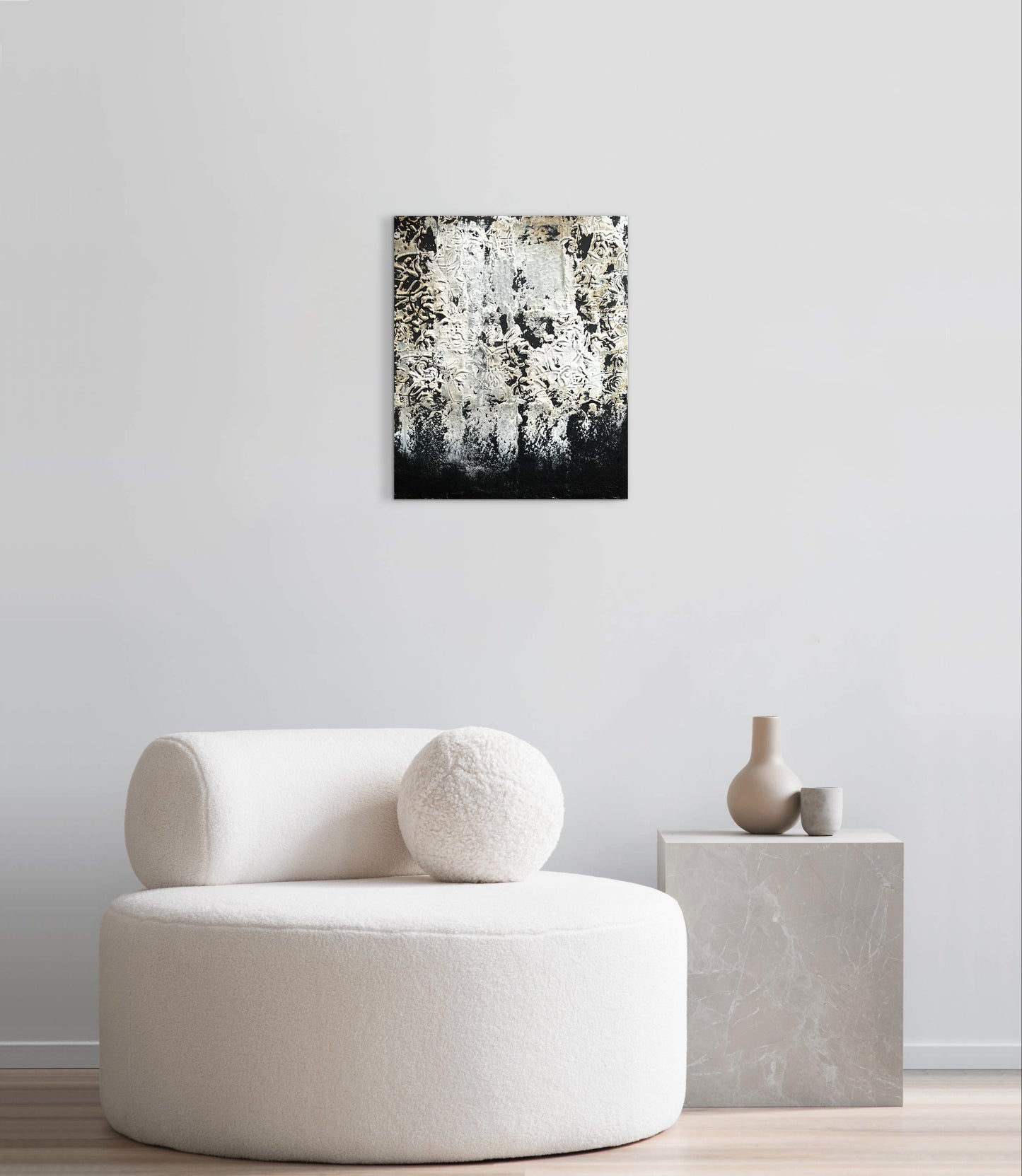 Somni d'Estuc – Original Architectural Stucco Textured Painting | 18x15" Deep Profile