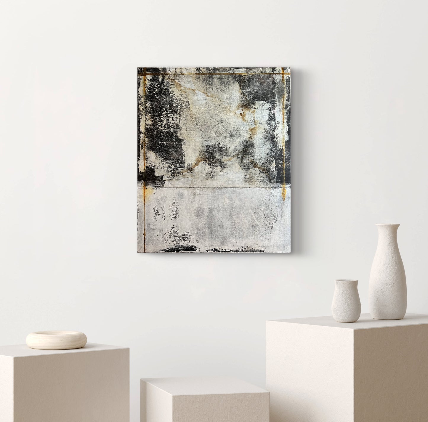 In Transition – Original Architectural White Heavy Textured Painting | 18x15" Deep Profile