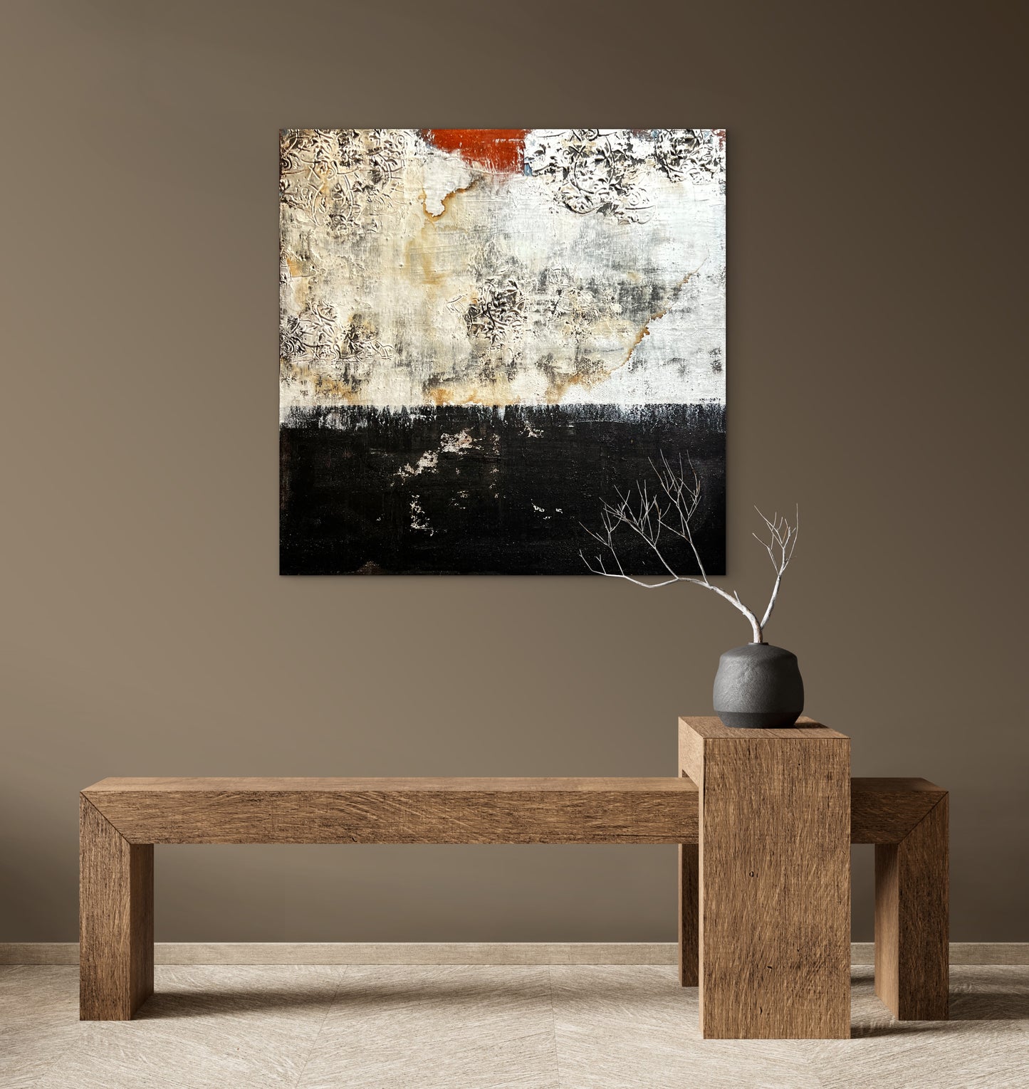 Corrosió de Somnis – Large Barcelona Architecture Inspired Textured Painting | 32x32”
