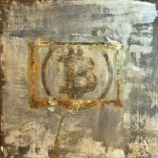 After Bitcoin: Year 2050 – Original Crypto Art Textured Painting | 12x12”