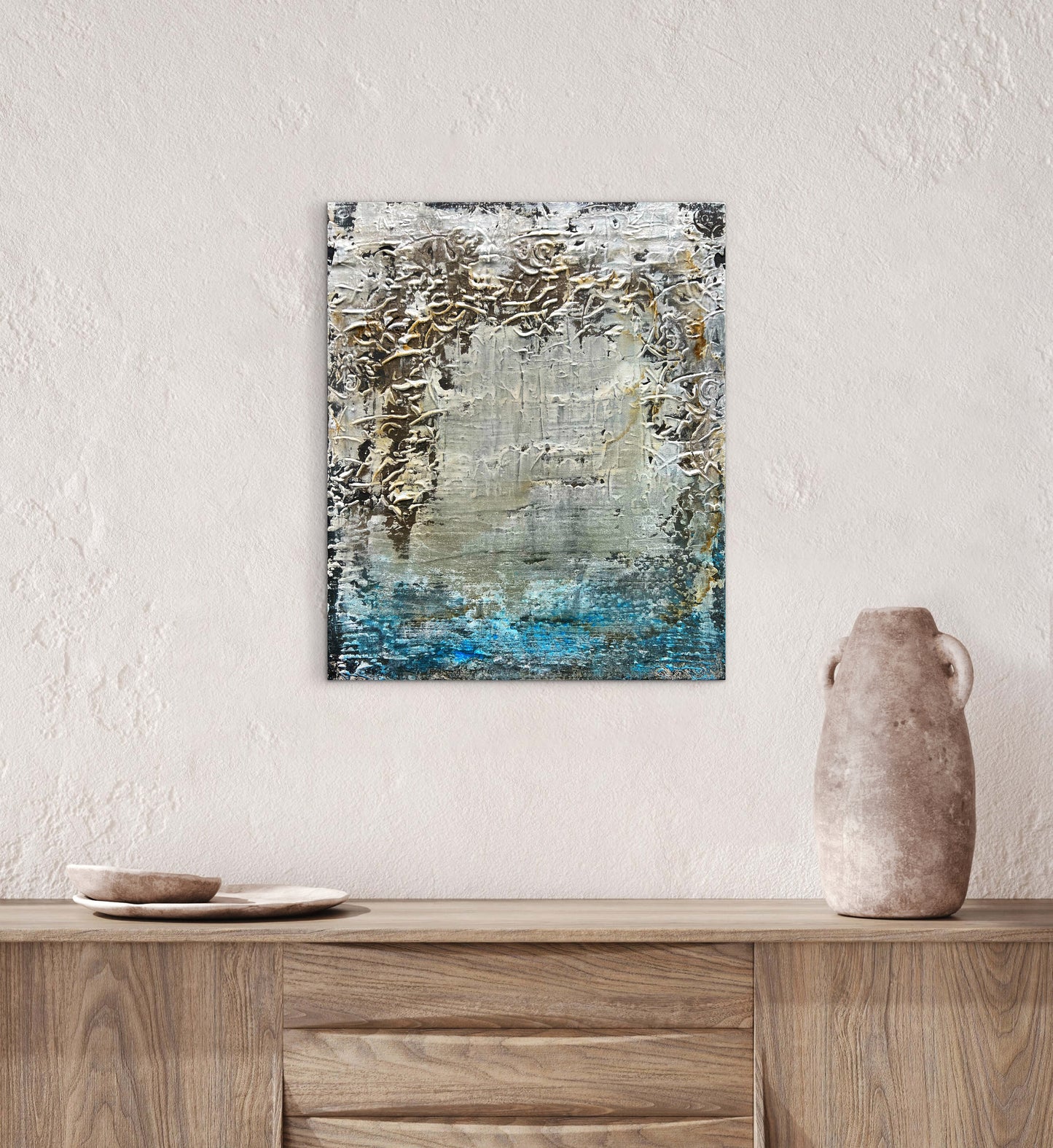 Veus del Passat Original Textured Abstract Painting  |  15.0" × 18.1"