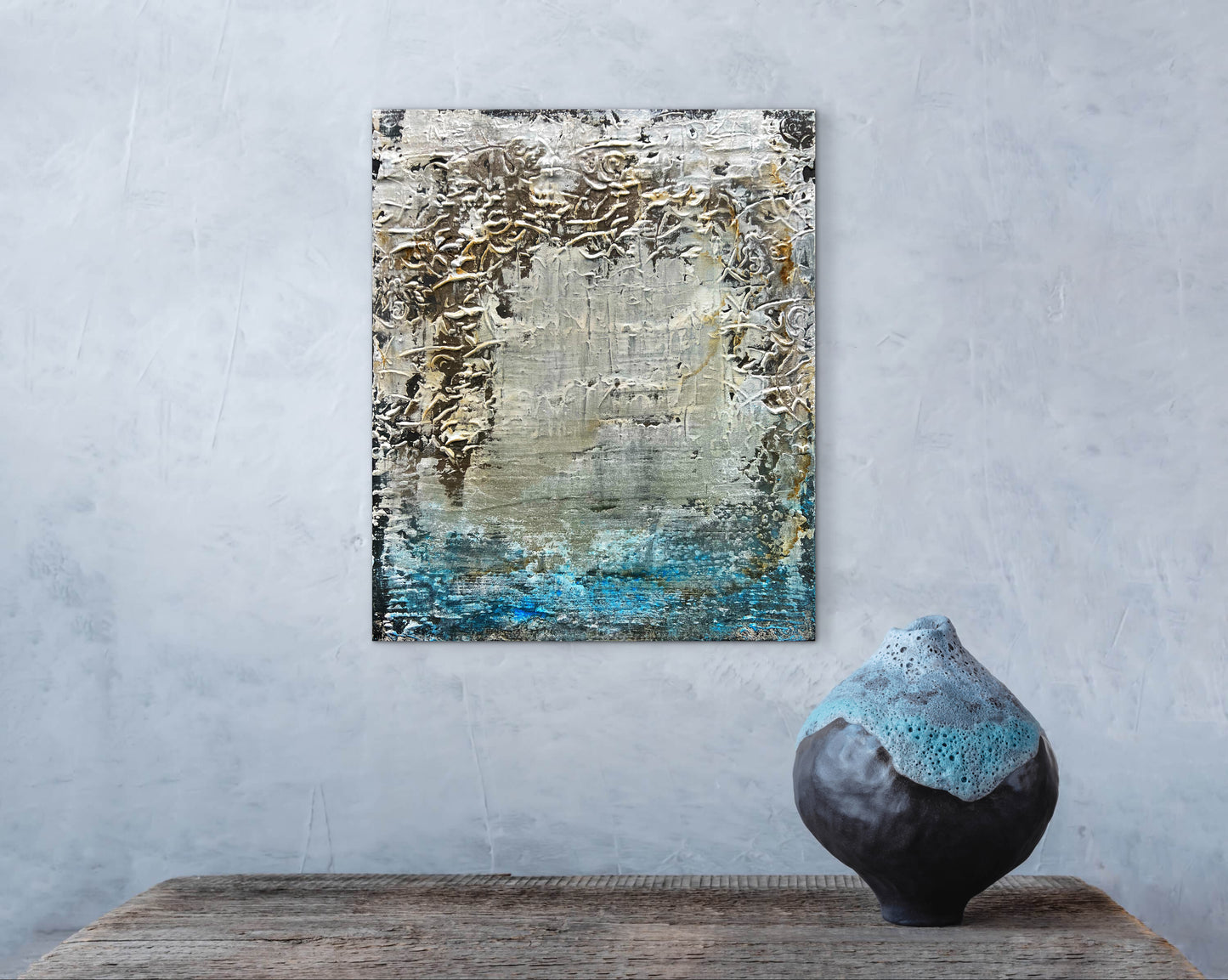 Veus del Passat Original Textured Abstract Painting  |  15.0" × 18.1"