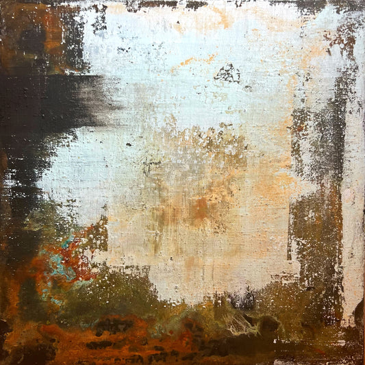 Erode – Original Minimalist White Eroded Textured Painting | 16x16"