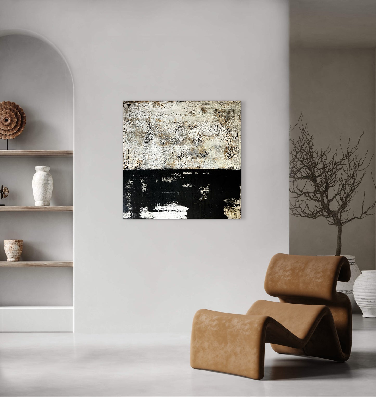 Organic Pulse – Large Earthy Wabi-Sabi Textured Painting | 32x32”