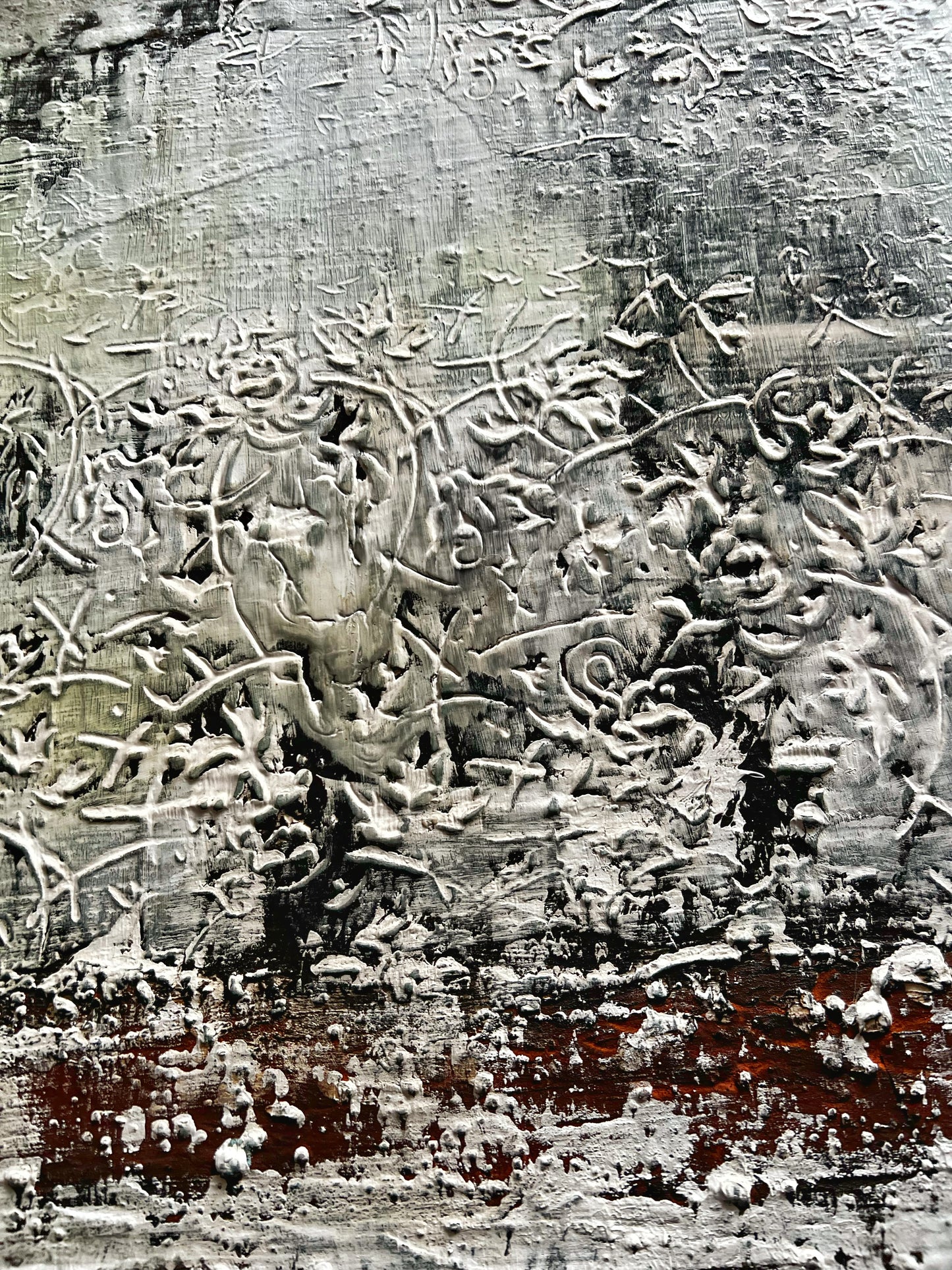 Record Trencat – Large Barcelona Modernism Architectural Textured Painting | 40x32”