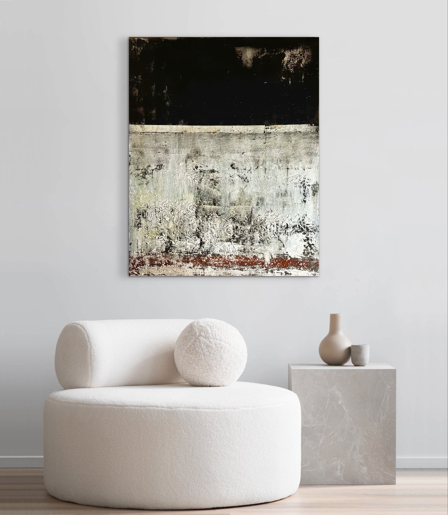 Record Trencat – Large Barcelona Modernism Architectural Textured Painting | 40x32”
