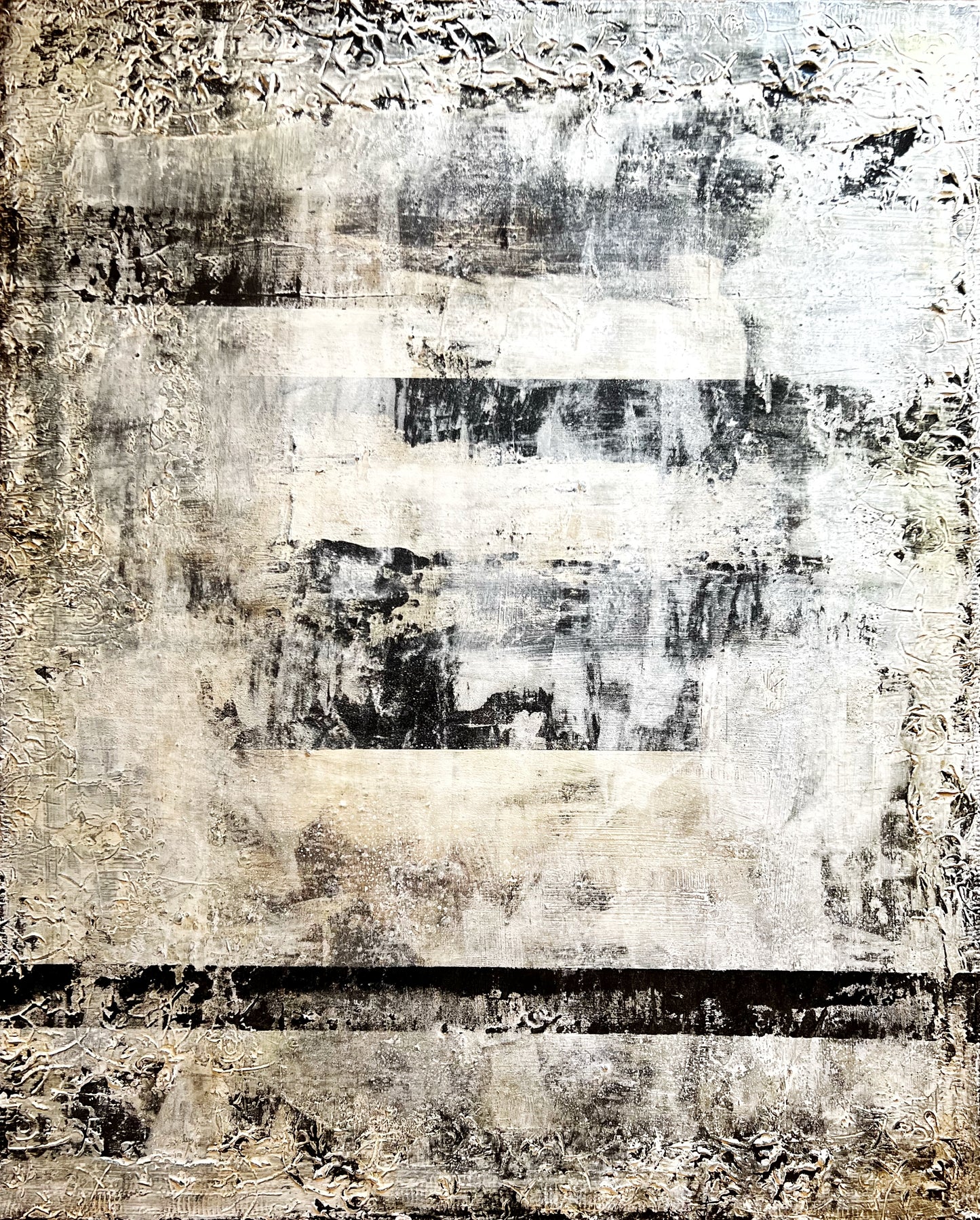 Broken Geometry – Large Architectural Minimalist Textured Painting | 40x32”
