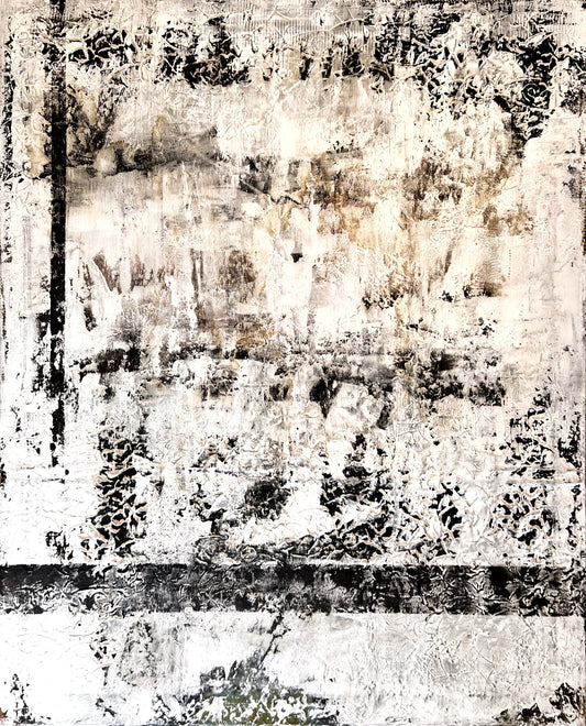 Faded Elegance – Large Barcelona Modernism Architectural Textured Painting | 40x32”