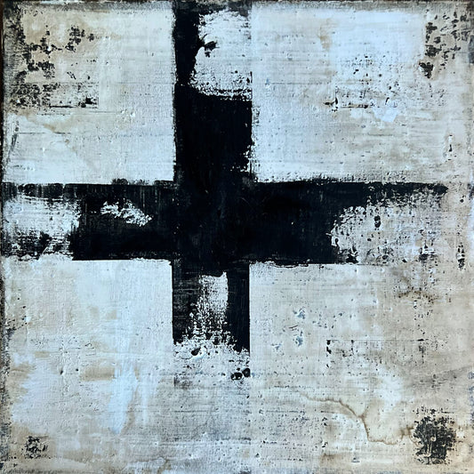Helvetia – Original Deconstructed Swiss Cross Political Textured Painting | 12x12"