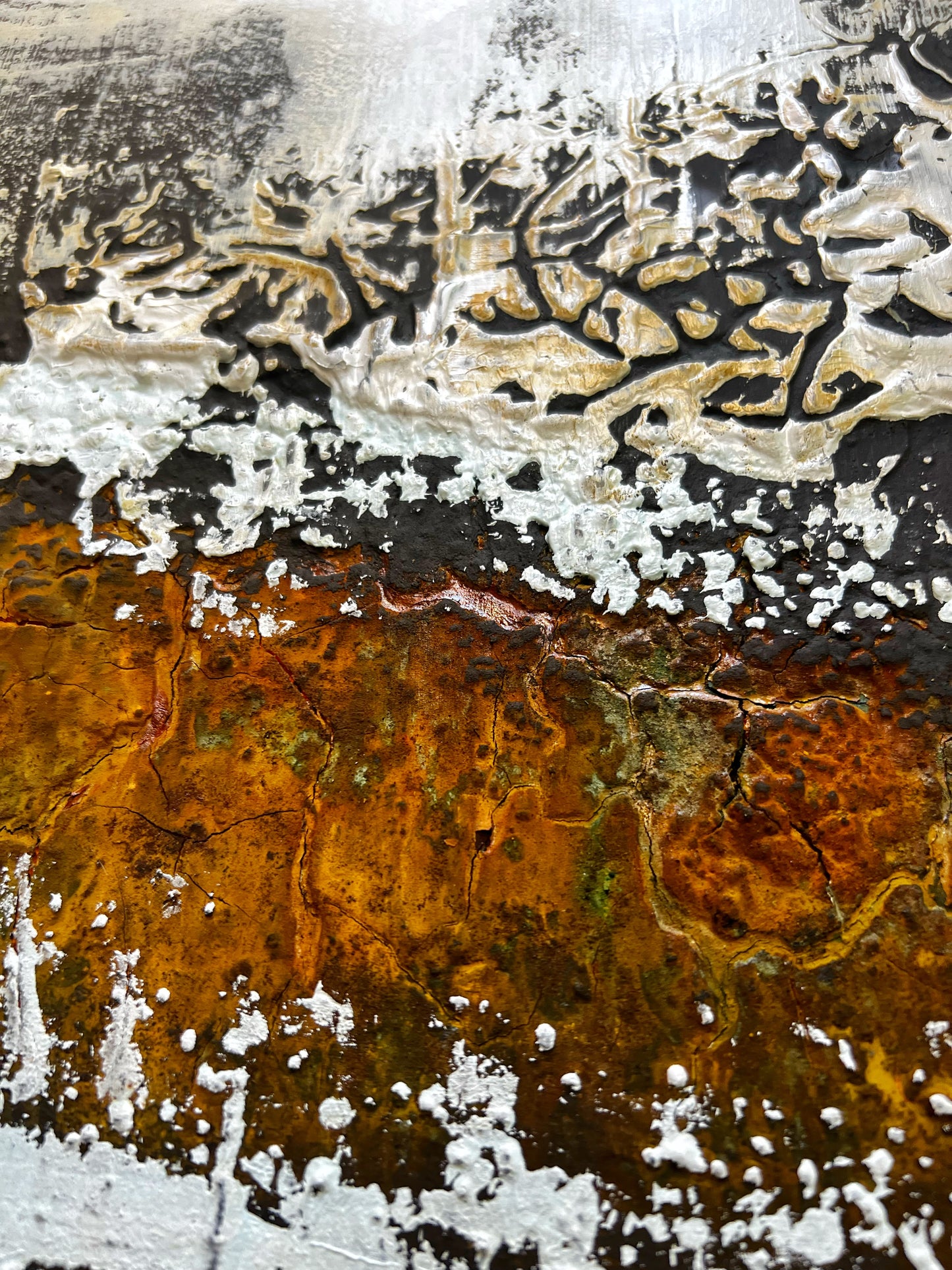 Cracked Poetry – Original Architectural Fractured Textured Painting | 18x15" Deep Profile