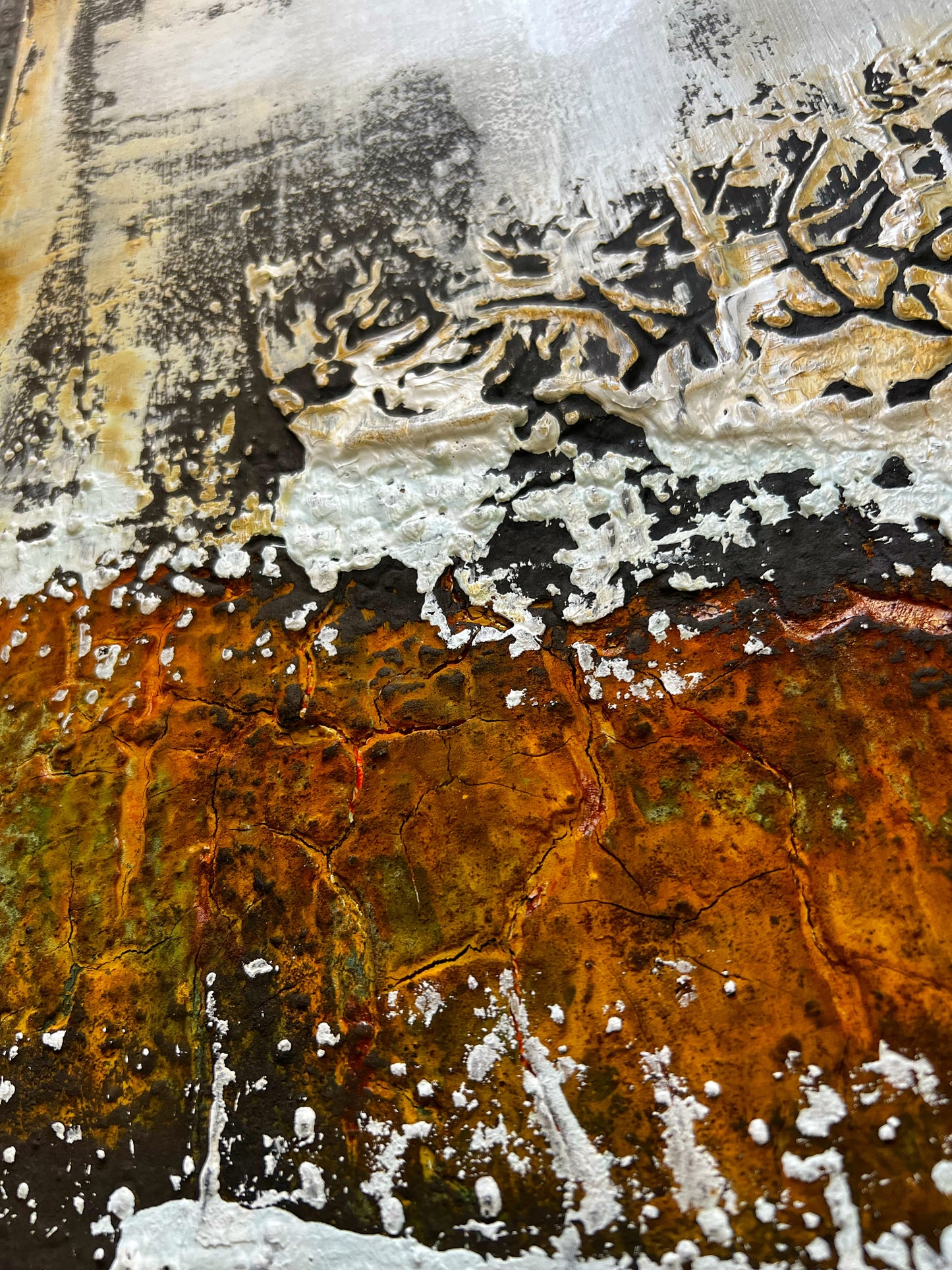 Cracked Poetry – Original Architectural Fractured Textured Painting | 18x15" Deep Profile