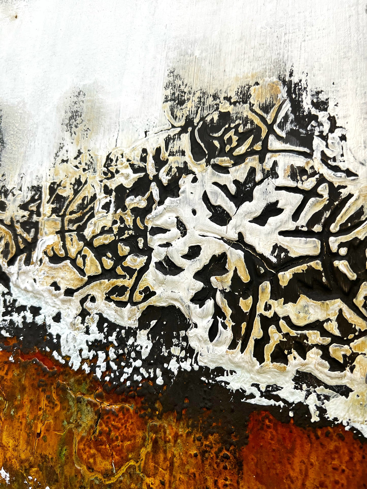 Cracked Poetry – Original Architectural Fractured Textured Painting | 18x15" Deep Profile