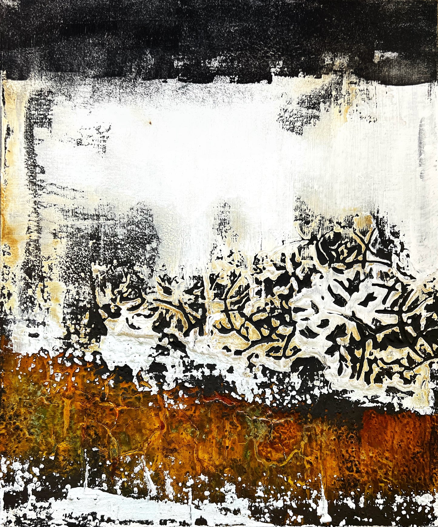 Cracked Poetry – Original Architectural Fractured Textured Painting | 18x15" Deep Profile