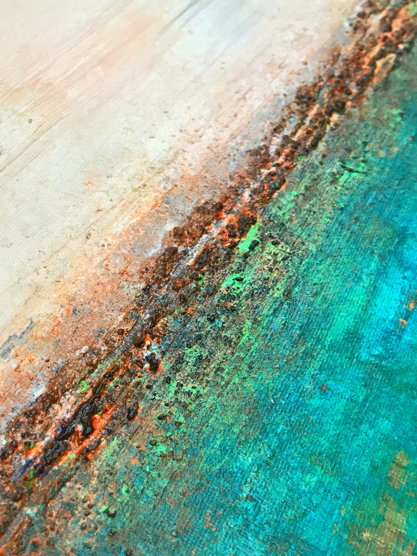 No. 2037 | Original Turquoise Horizon Abstract Painting | Textured Mixed Media on Canvas | 24 × 20 in