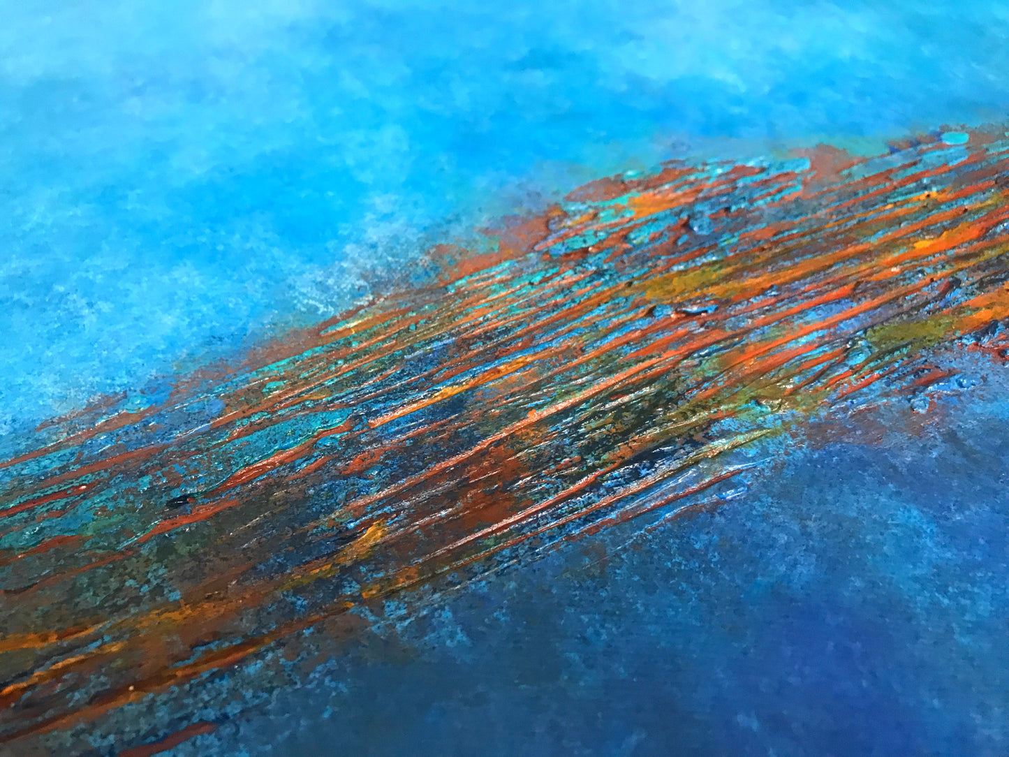 Turquoise Horizon Abstract Painting | Original Blue Textured Canvas Art 120x100 cm