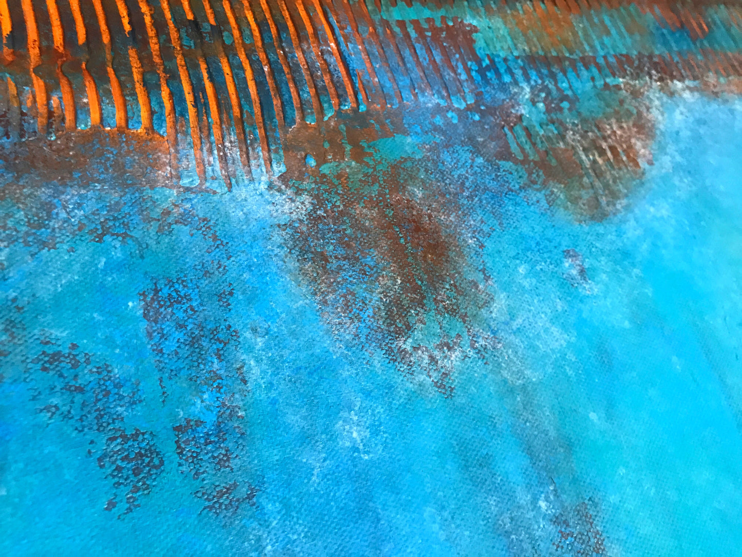 Turquoise Horizon Abstract Painting | Original Blue Textured Canvas Art 120x100 cm