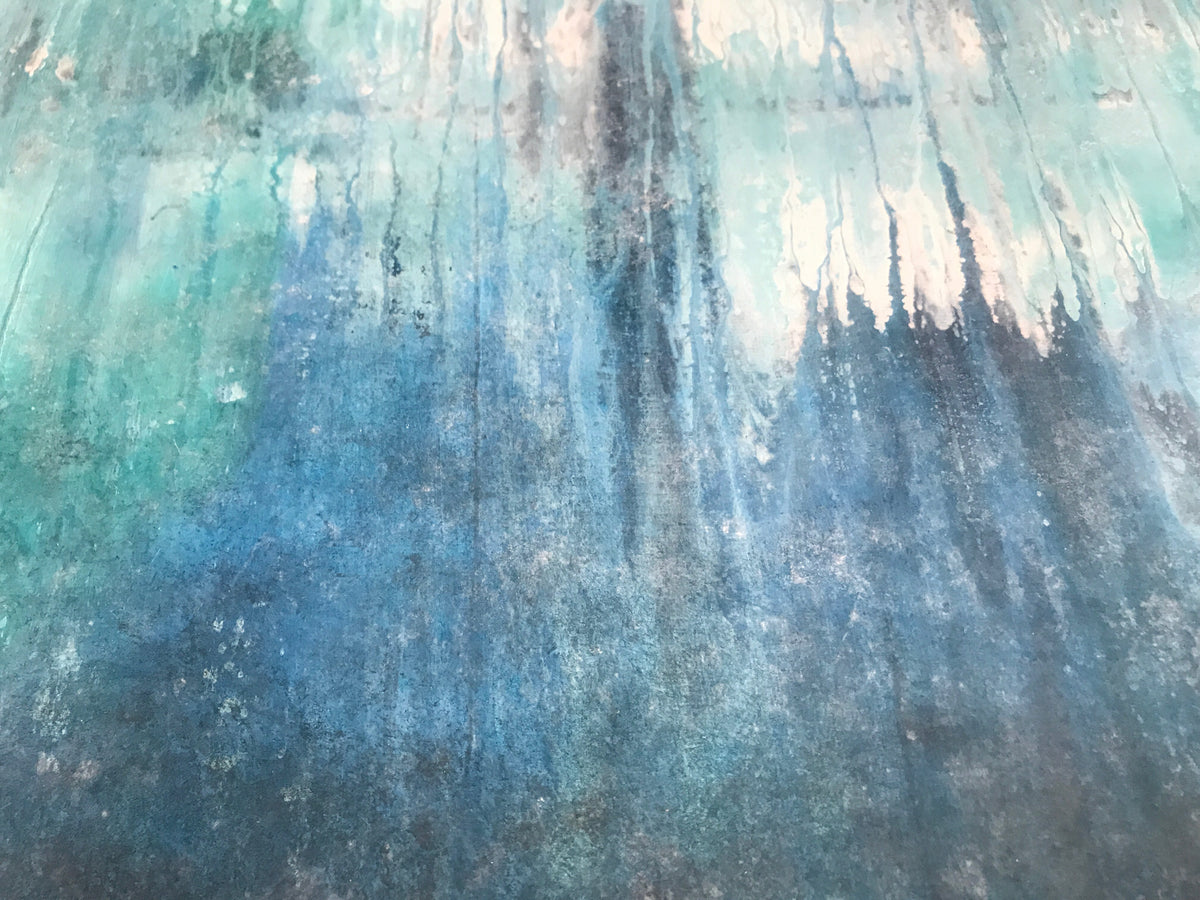 Submerged Strata | Blue & Gold Abstract Painting | Sergio Aranda