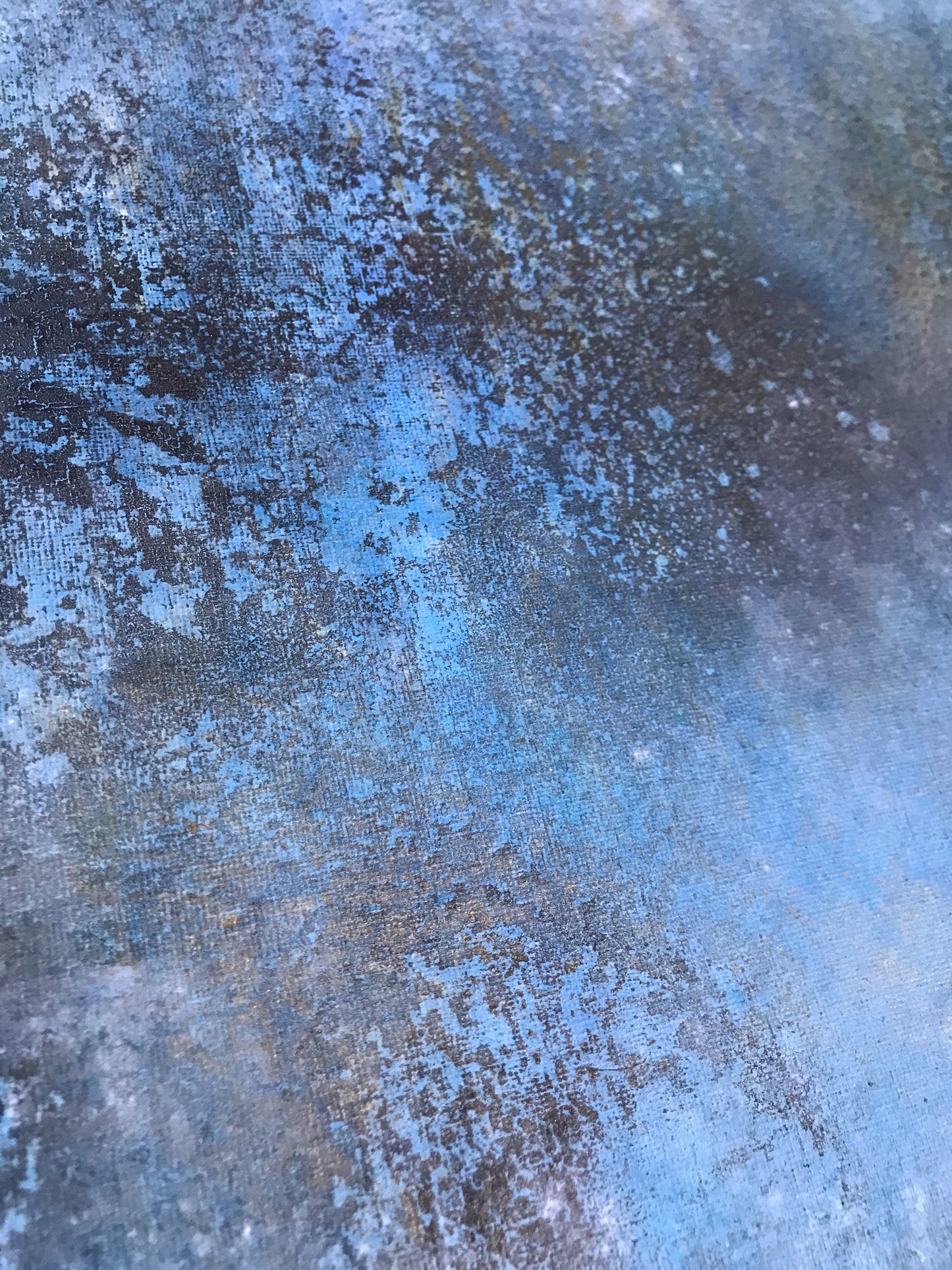 No. 2197 | Original Blue & Gold Abstract Horizon Painting | Textured Mixed Media on Canvas | 35.4 × 23.6 in