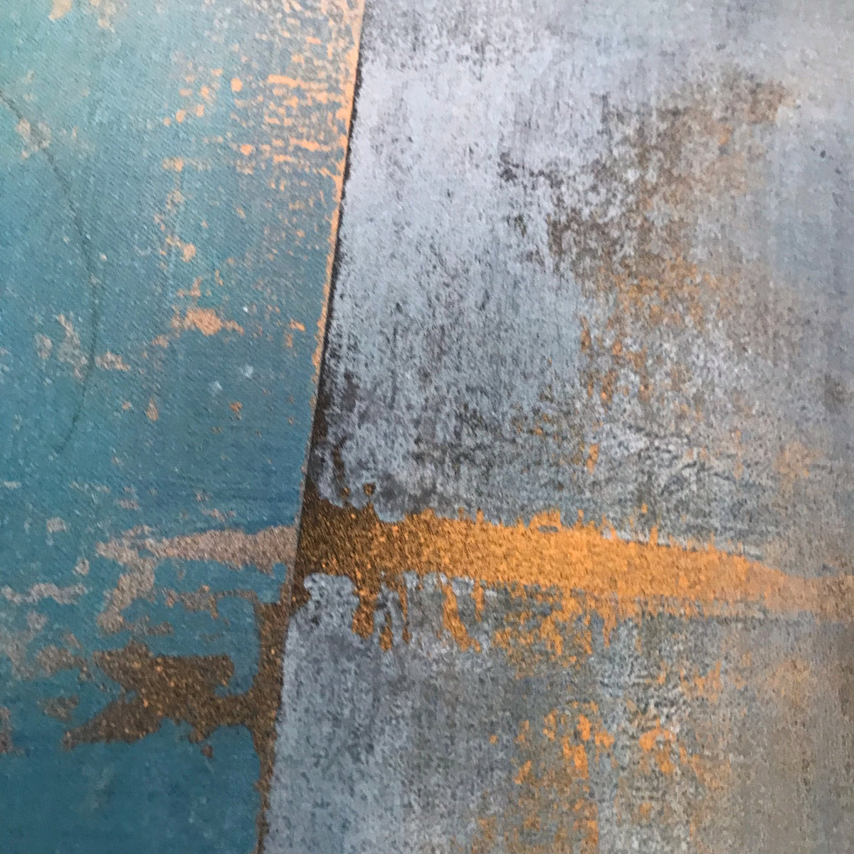 Divided Memory | Turquoise & Gold Abstract Painting | Sergio Aranda