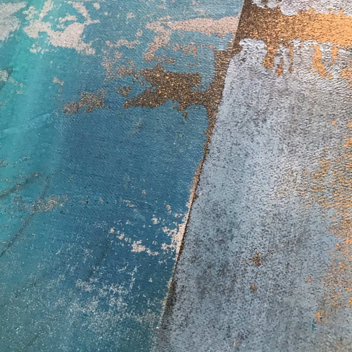 Divided Memory | Turquoise & Gold Abstract Painting | Sergio Aranda