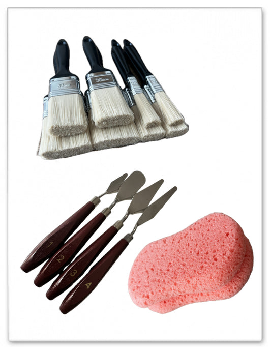 Essential Art Set: 8 Brushes, 4 Palette Knives & Sponge