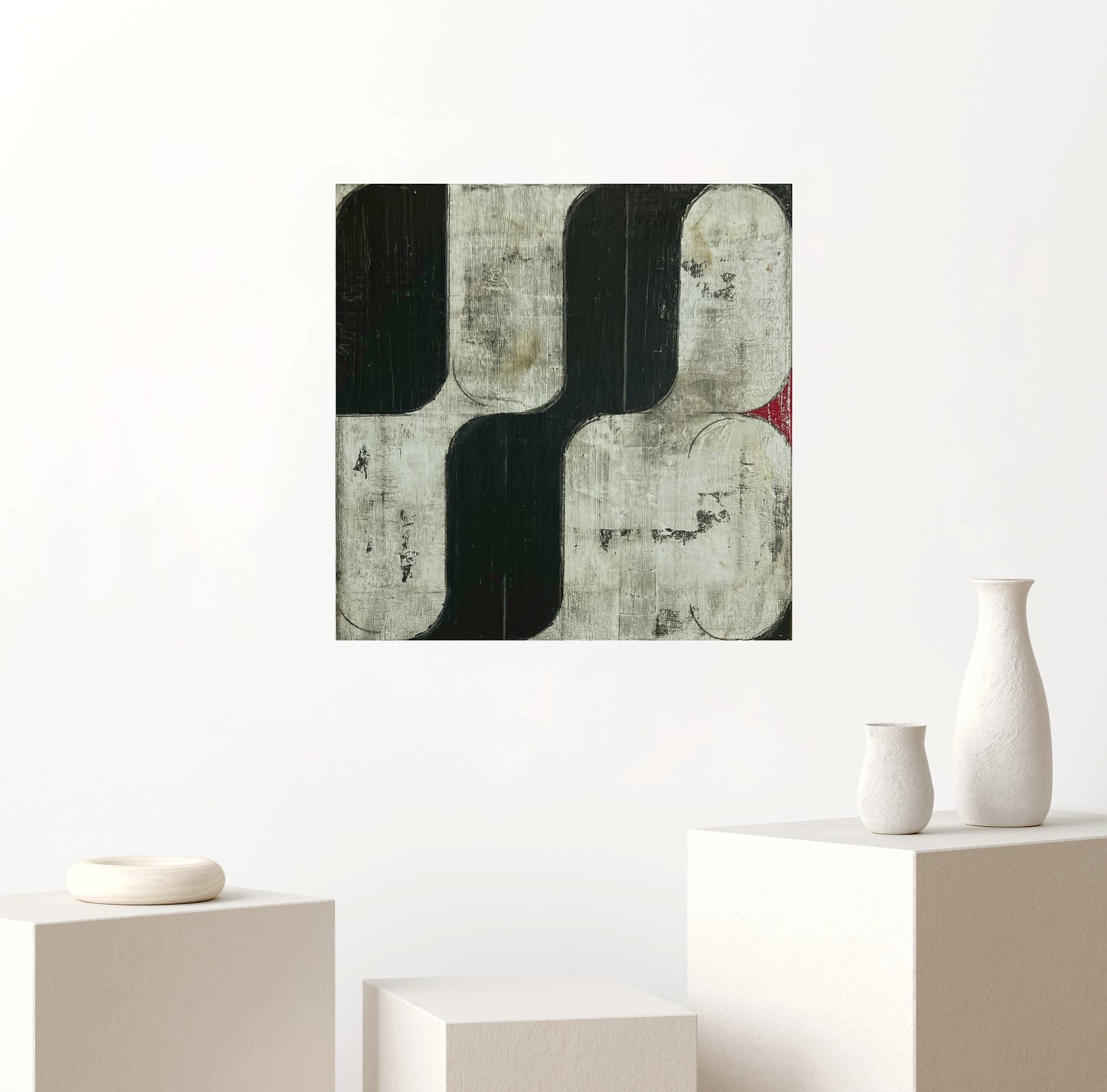 Soft Geometry of Memory – Original Minimalist Grid Textured Painting | 16x16”
