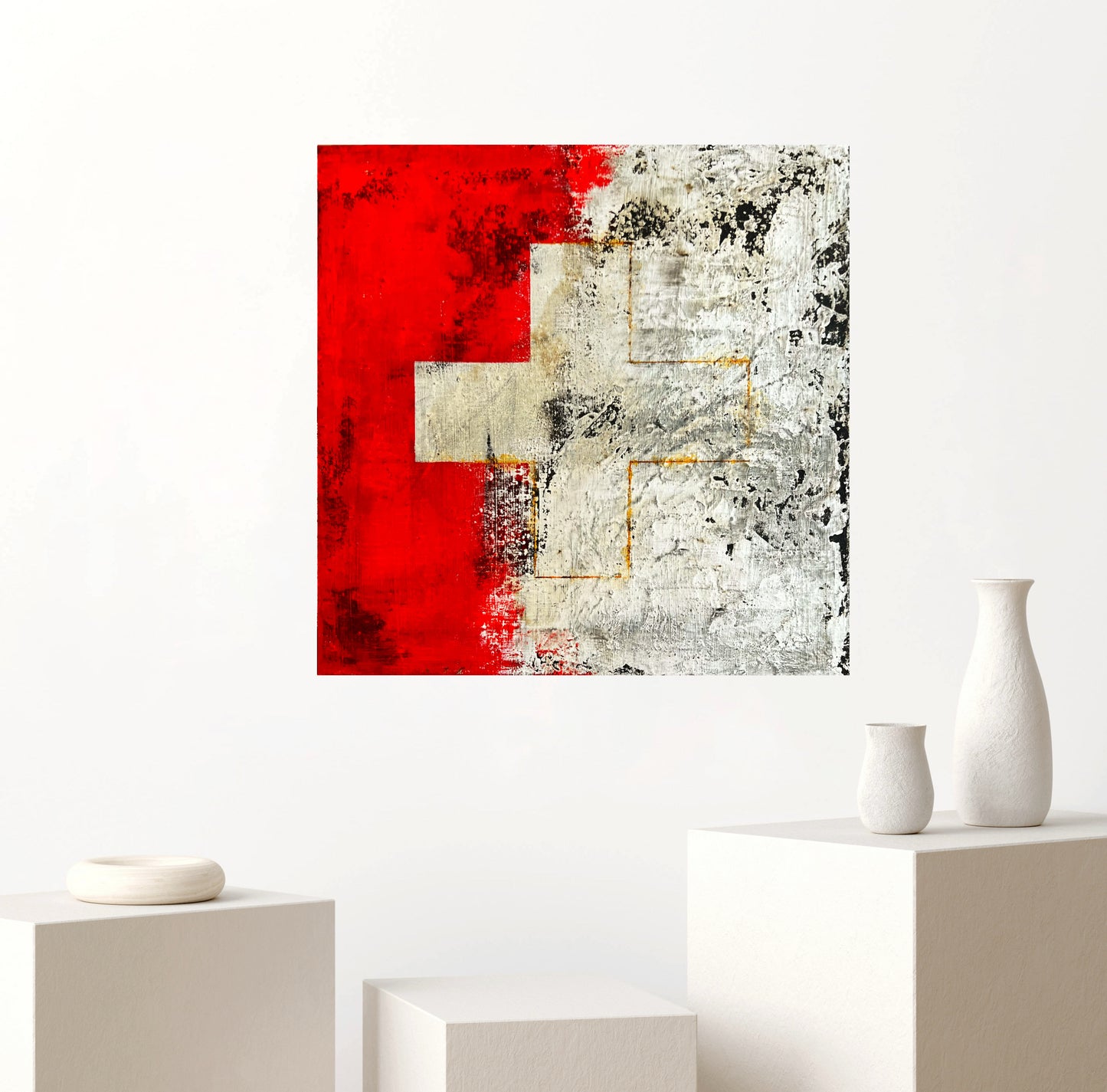 Erosion of Neutrality | Contemporary Swiss Abstract Painting | 20x20” Mixed Media