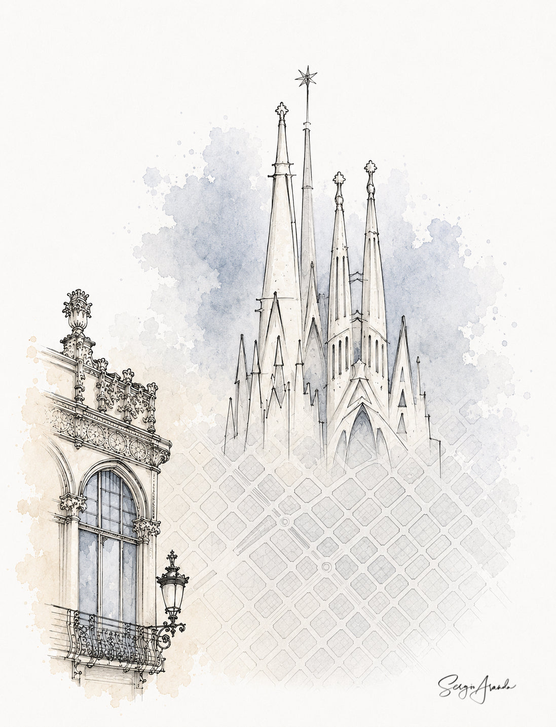 Urban Grids: Barcelona Sagrada Familia | 22x31”