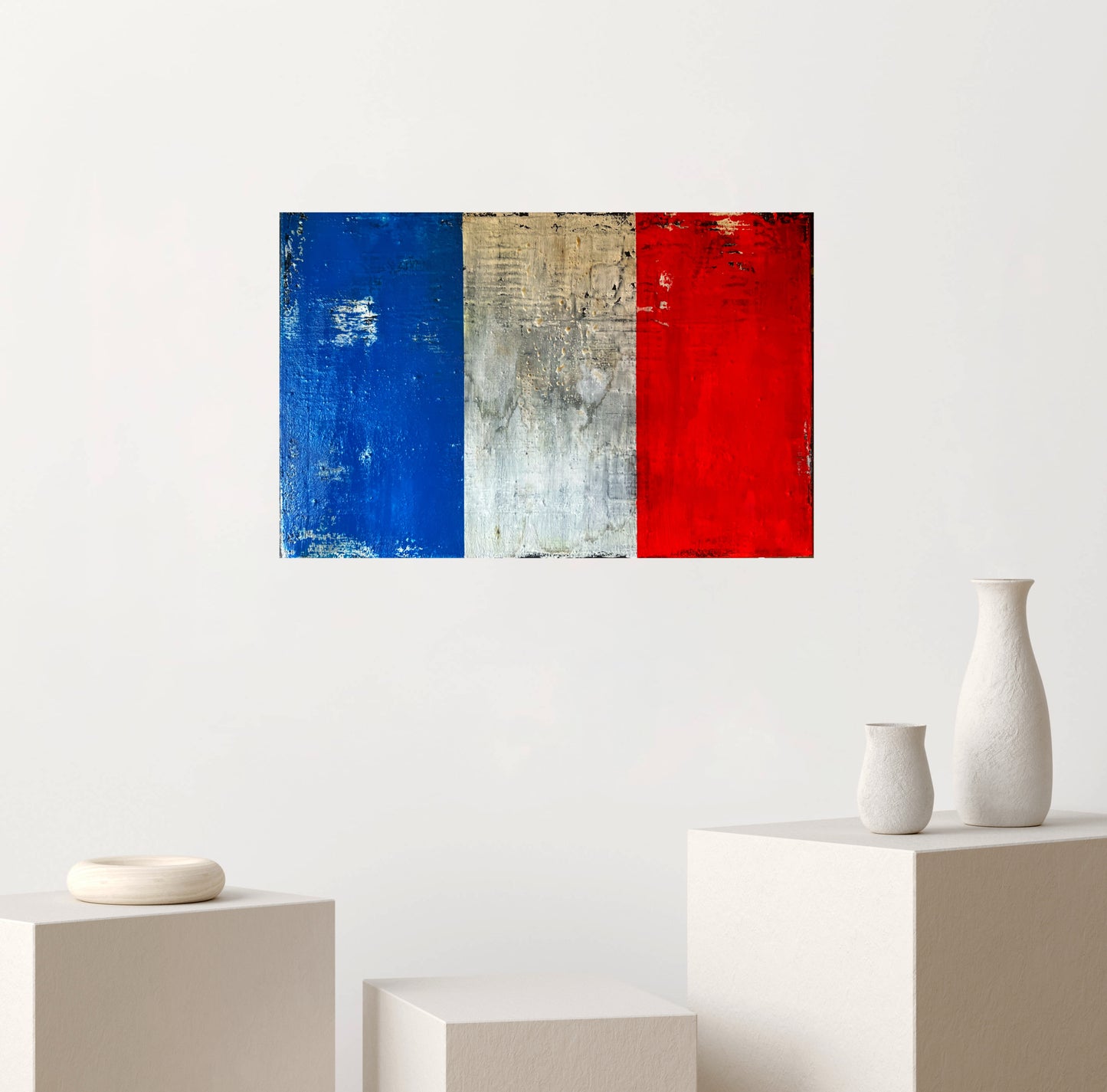 Mémoire de France – Original French Flag Textured Mixed Media Painting | 23.6" x 15.7" | 60 cm x 40 cm