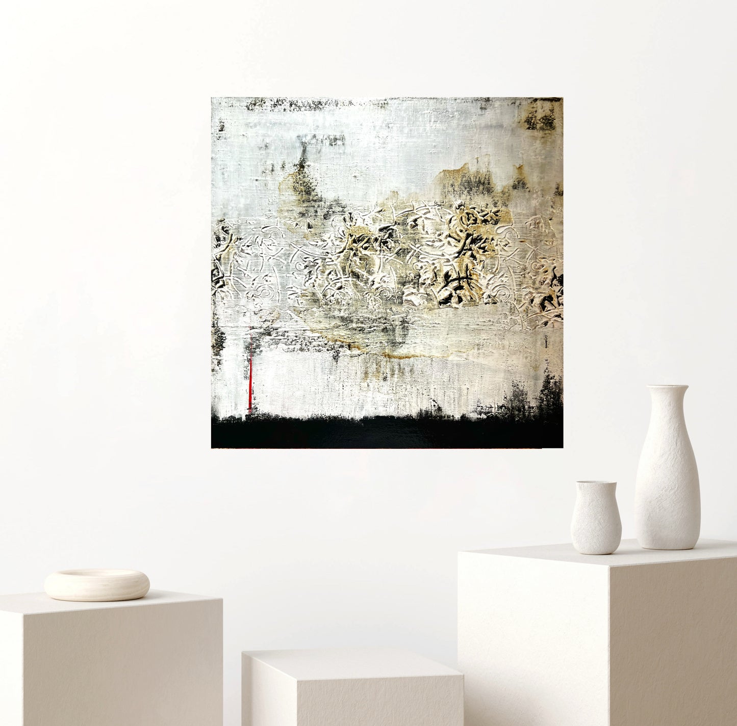 The Hidden Pulse - Original Textured Abstract Painting 20x20" by Sergio Aranda