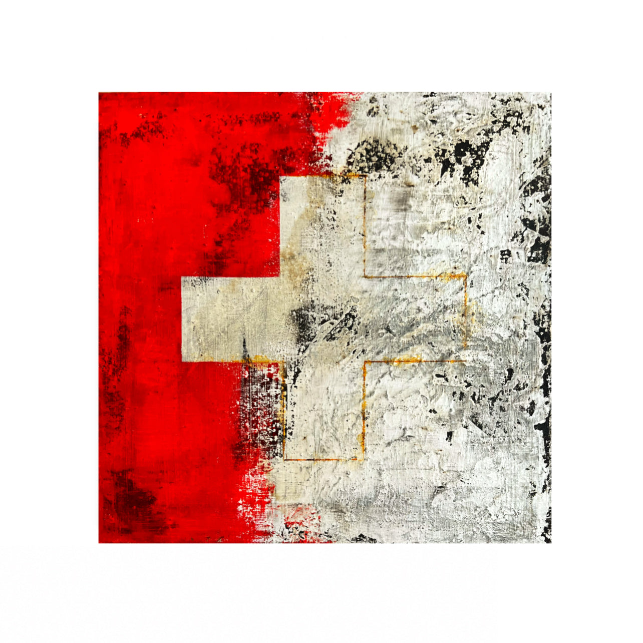 Erosion of Neutrality | Contemporary Swiss Abstract Painting | 20x20” Mixed Media
