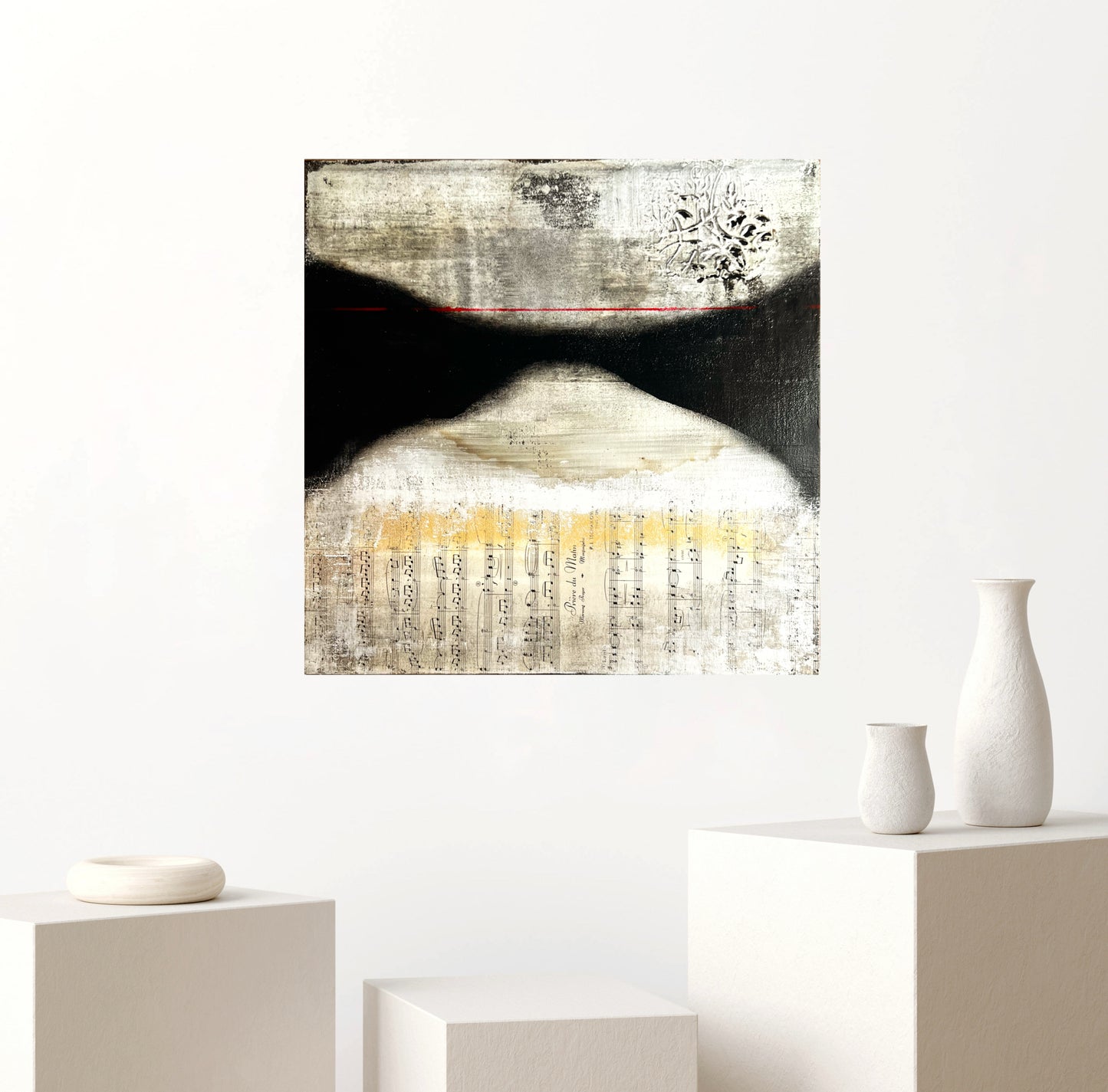 Echoes of Music – Original Sheet Music Textured Painting | 20x20” Mixed Media