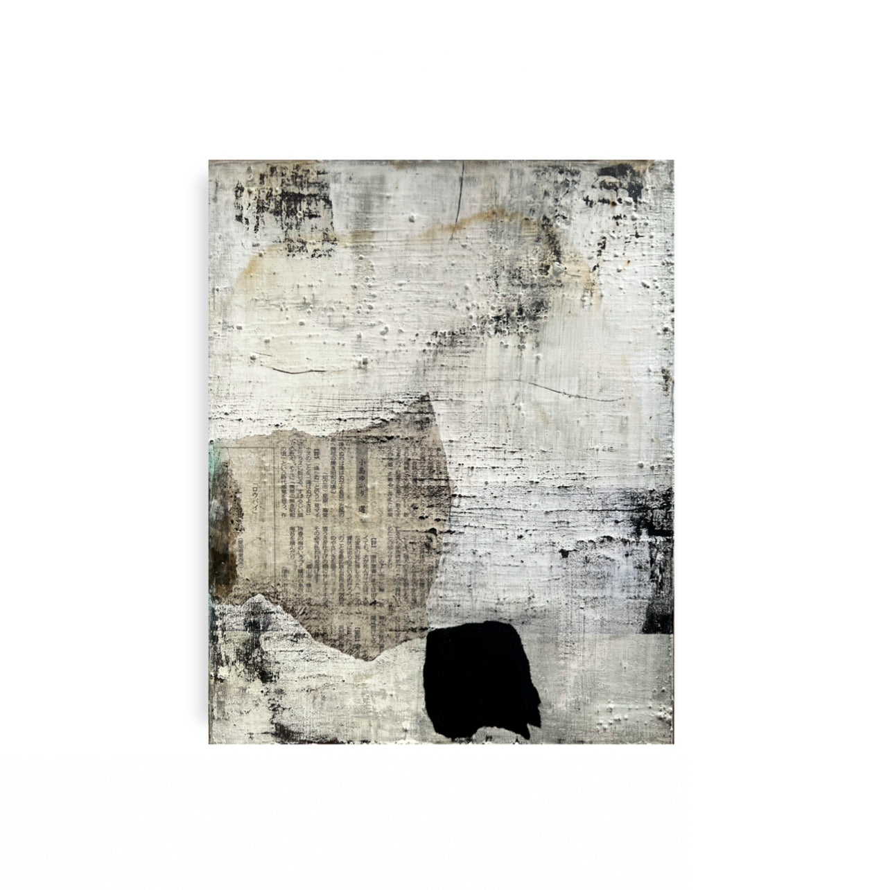 Echo of Edo – Original Japanese Newspaper Collage Textured Painting | 16x13"