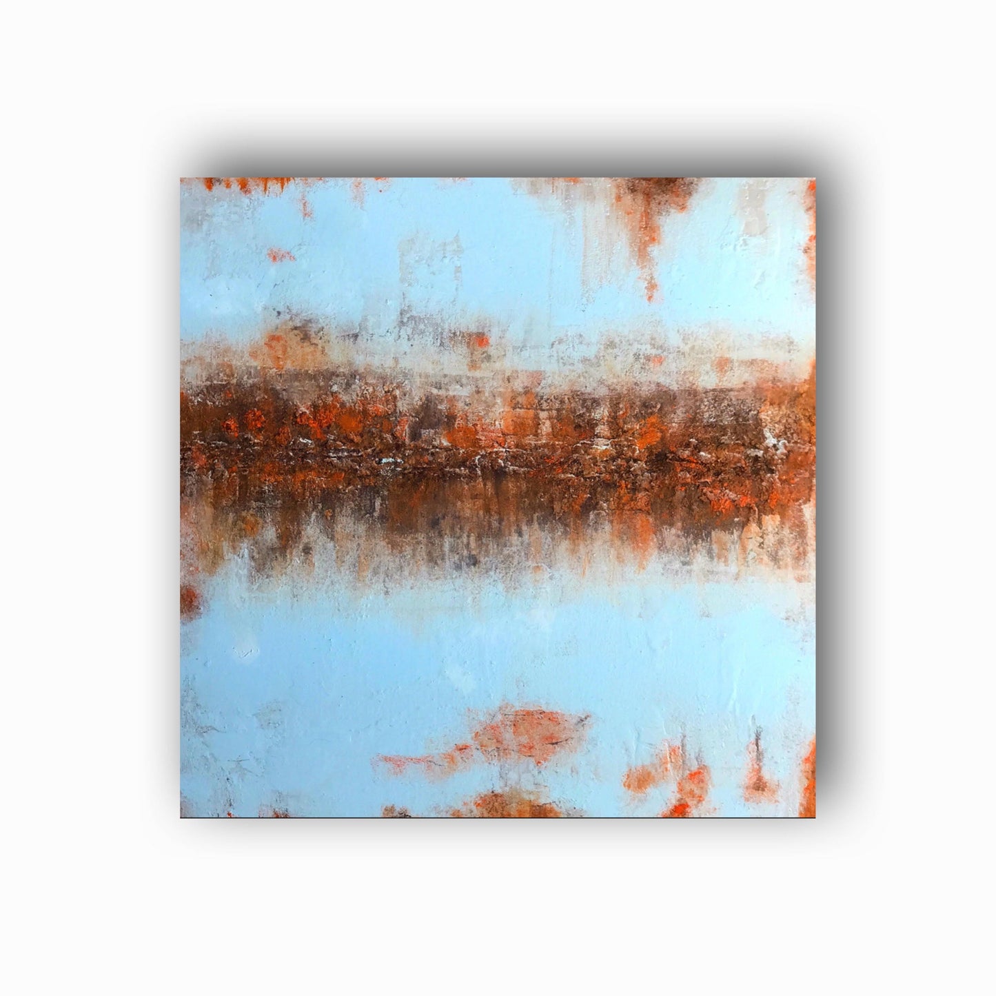 Rust Horizon  No 2003 Abstract Painting | Original Textured Blue & Rust Canvas Art 50x50 cm