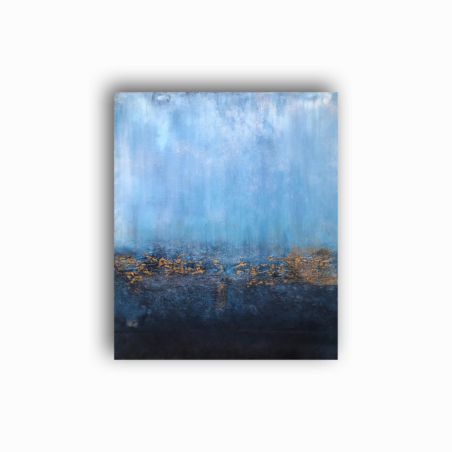 No. 2188 | Original Blue & Gold Abstract Painting on Canvas 60x50 cm