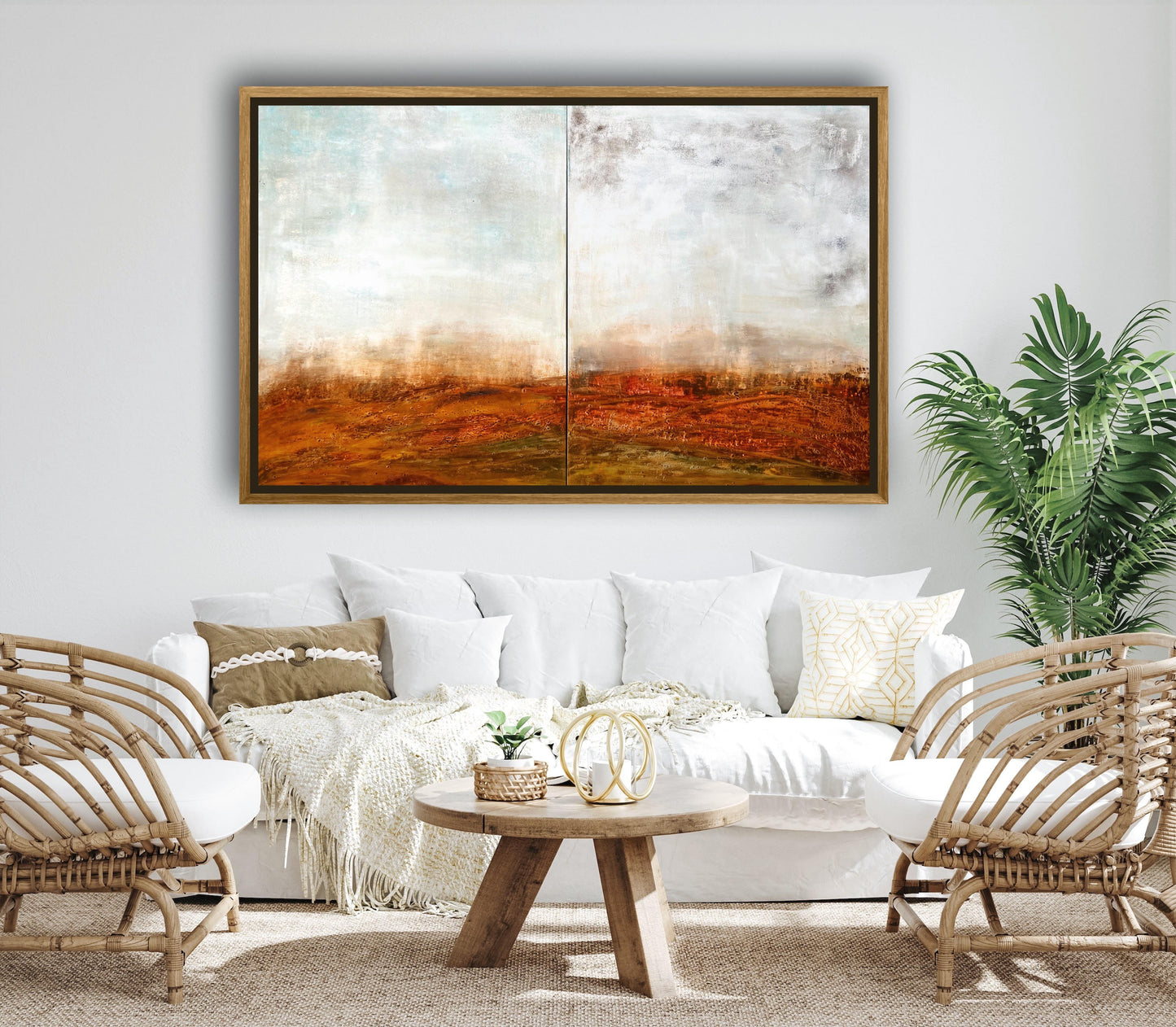 No. 2338 | Original Abstract Landscape Diptych Painting | Mixed Media on Canvas | 200 x 80 cm