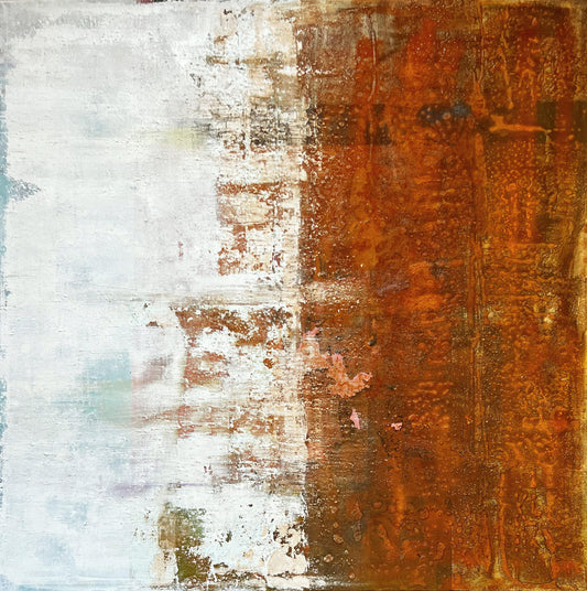 Contrastes Temporels  - Minimalism with Rust - Size 80cm x 80cm