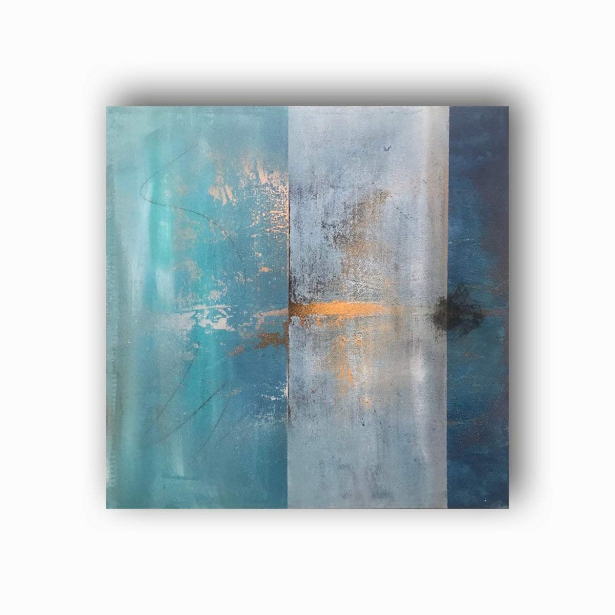 Divided Memory | Turquoise & Gold Abstract Painting | Sergio Aranda