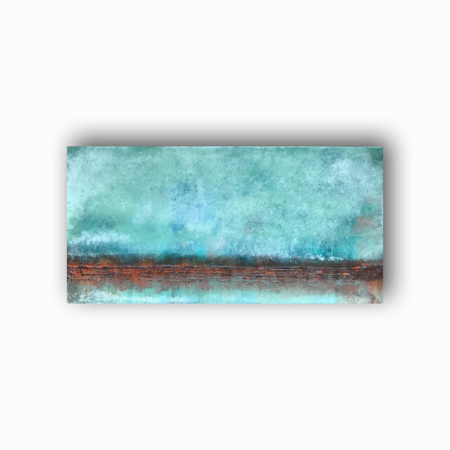 No. 2057 | Original Turquoise Abstract Painting on Canvas 30x60 cm